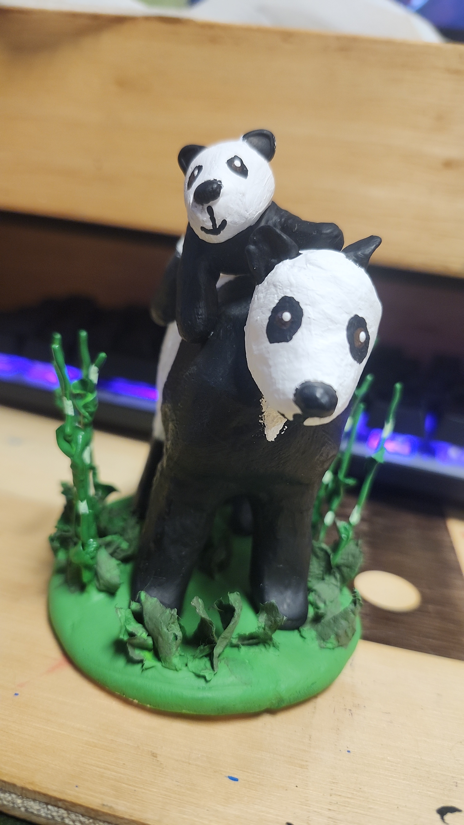 Adorable Sculpted Panda in Action