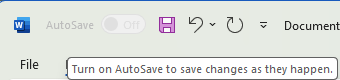 After two frustrating weeks with Win11, I discovered AutoSave was disabled before I snapped this screenshot.
