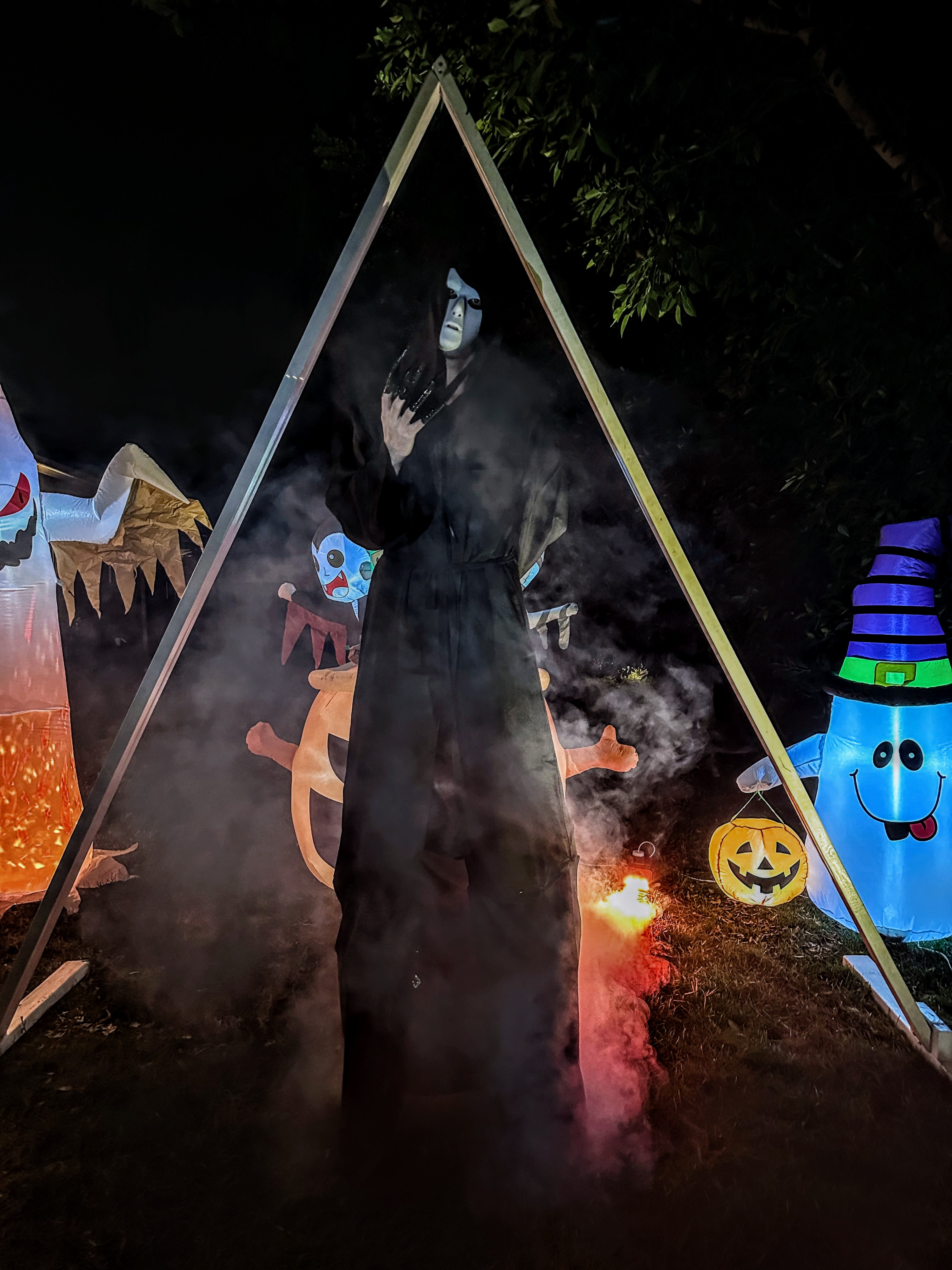 Celebrating my first Halloween while balancing on stilts!