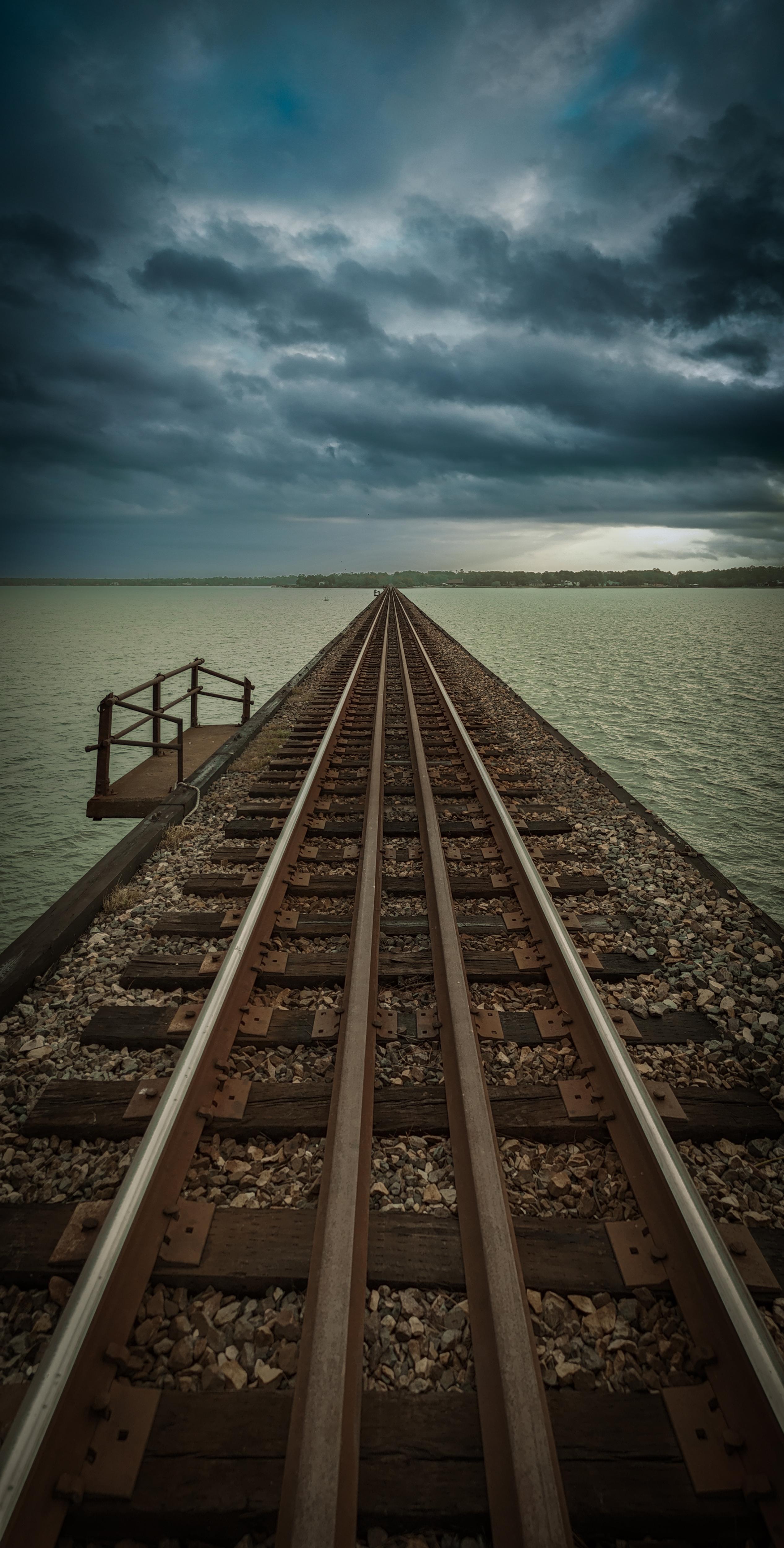 A dramatic view of the dark sky over Lake Houston.