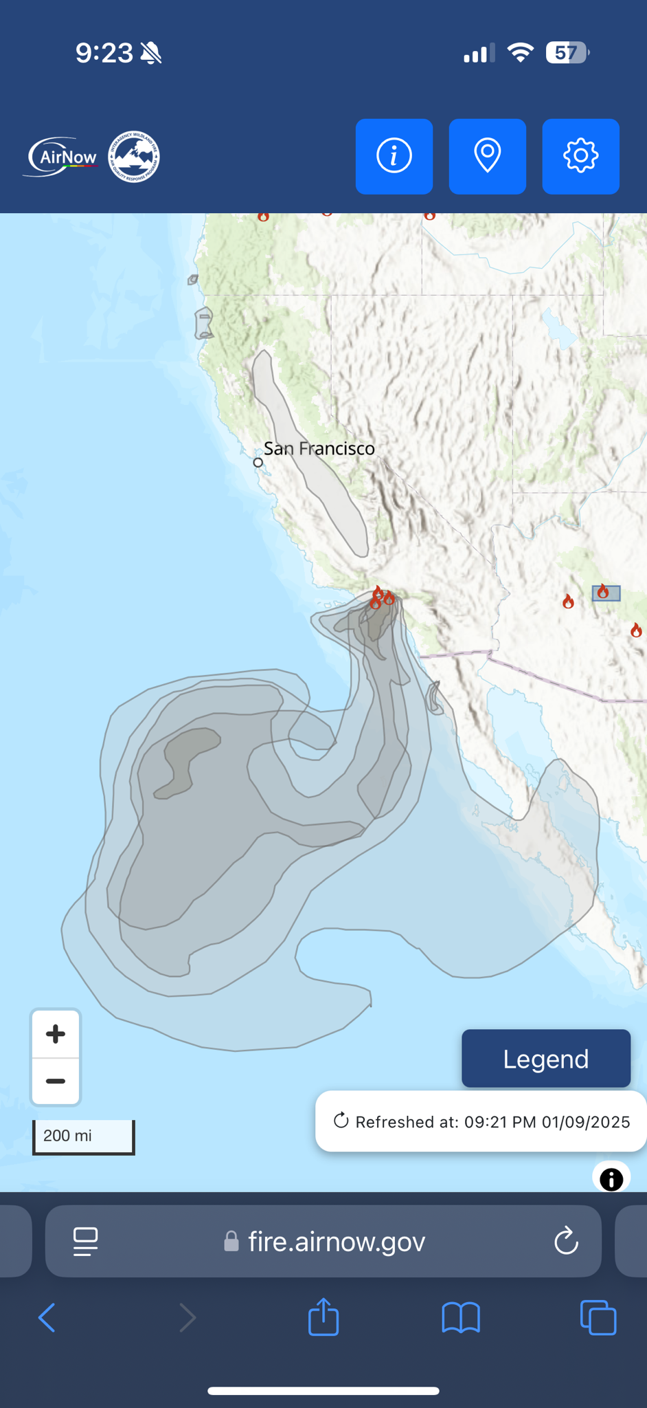The smoke is drifting further away.