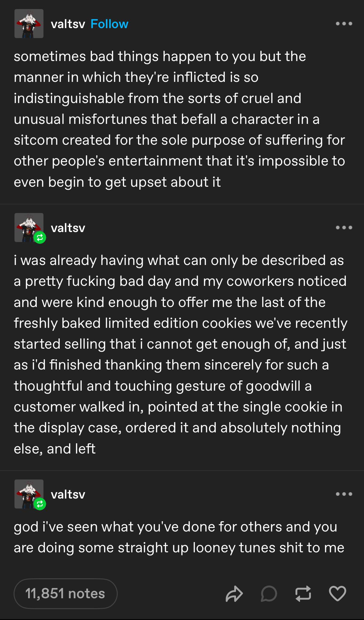 Experiencing Sitcom-Level Misery
