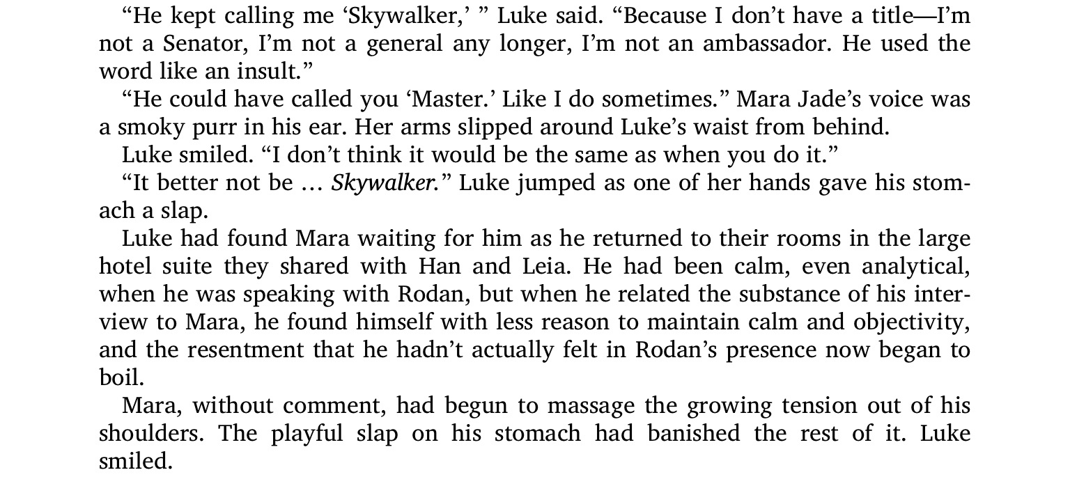 Exploring the Kinky Side of Luke and Mara in the New Jedi Order