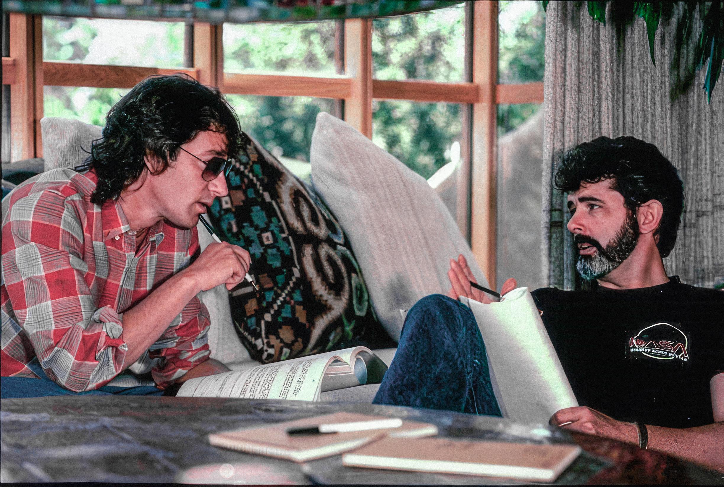 A snapshot of Steven Spielberg and George Lucas back in 1985