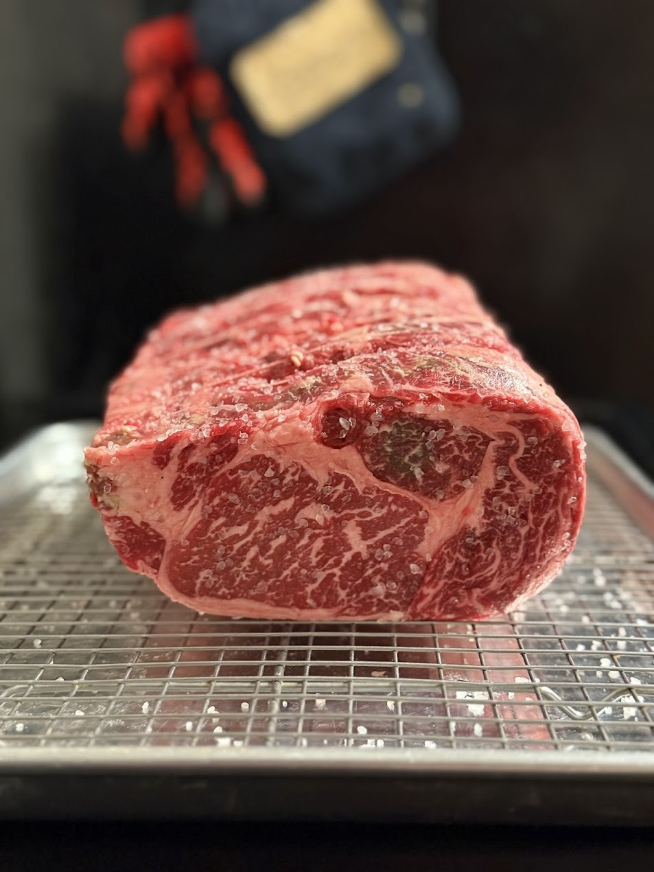 Indulging in Thanksgiving with a mouthwatering garlic-herb butter crusted prime rib.