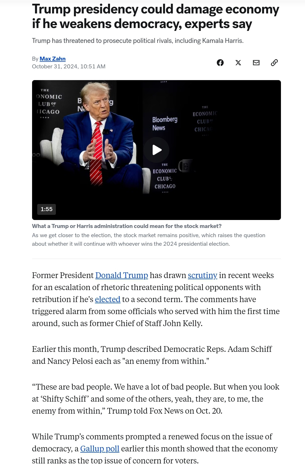 Experts warn: Trump presidency may harm the economy by undermining democracy
