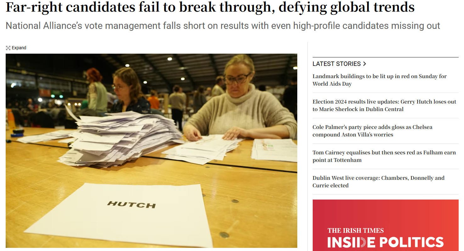 Far-Right's Total Defeat in Irish Elections: Not a Single Candidate Elected