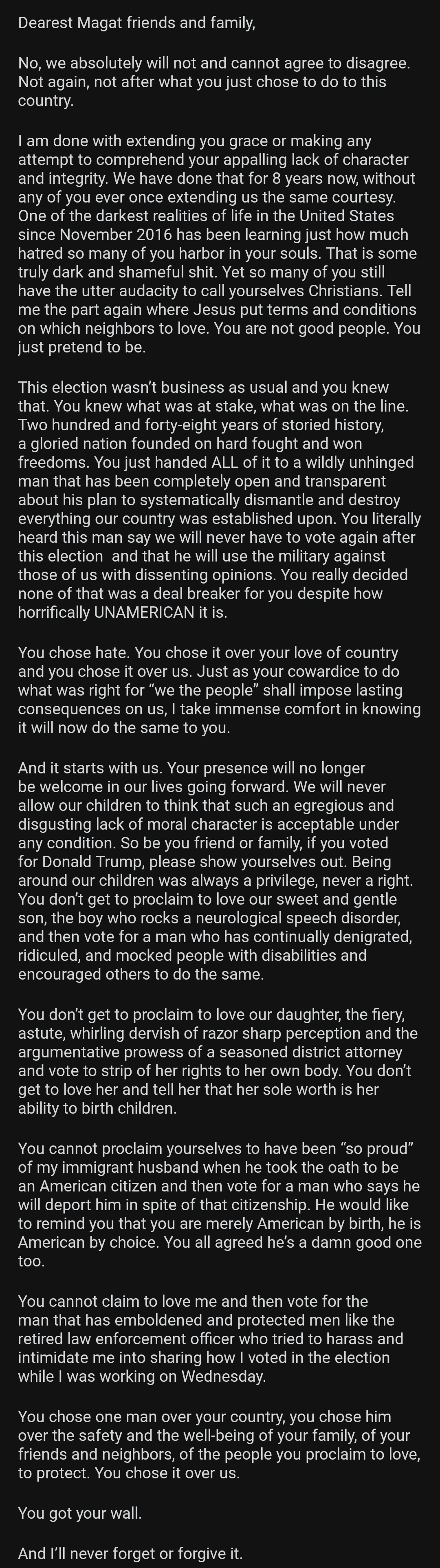 An Open Letter to My MAGA Family Members