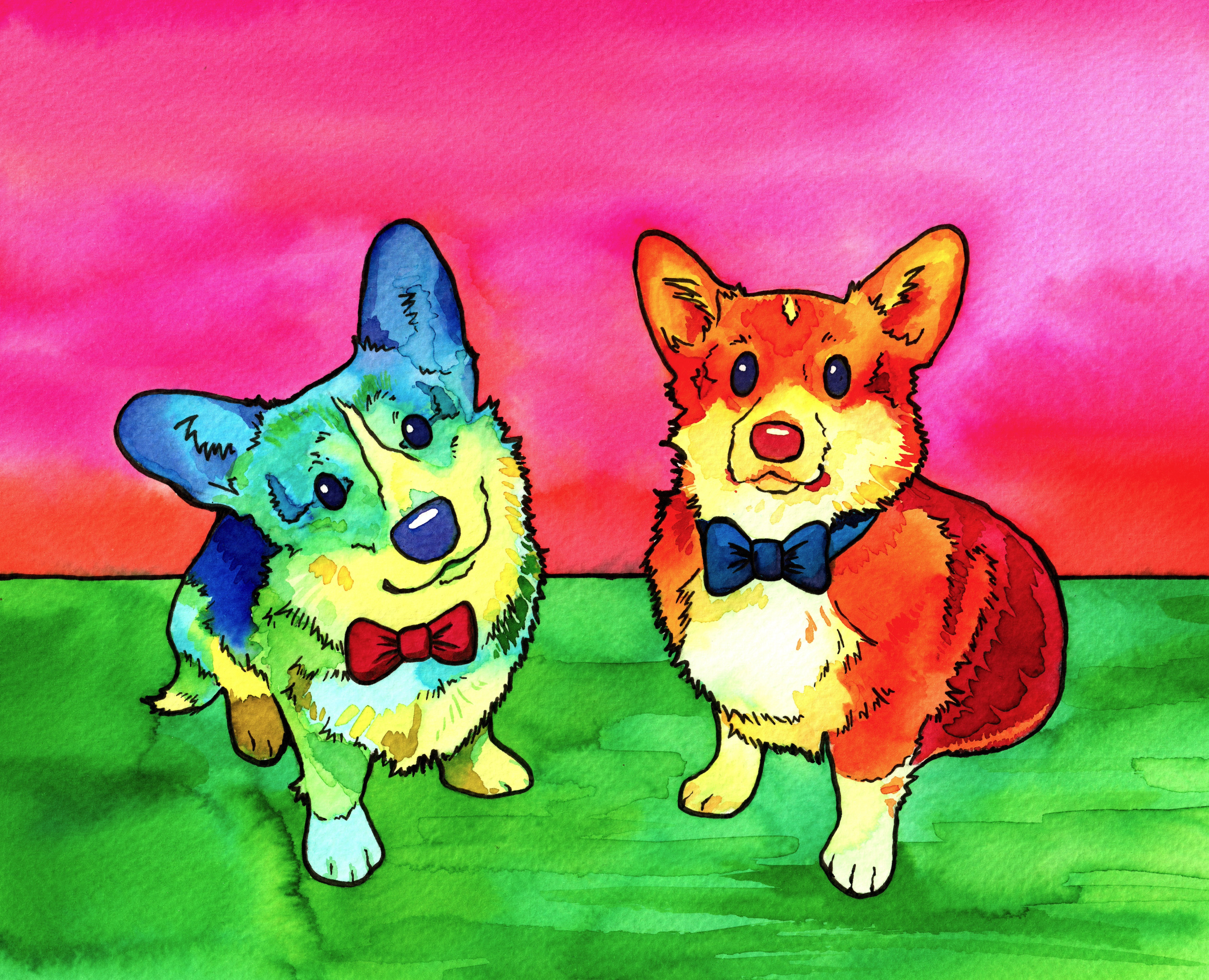 Every day I paint a corgi! Meet the adorable Melville and Milton.