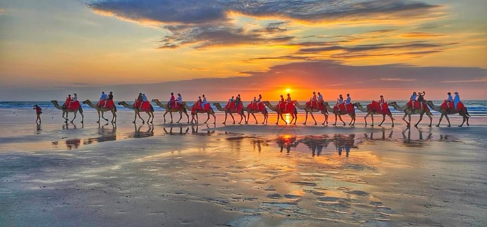 Enjoying a Sunset Camel Ride