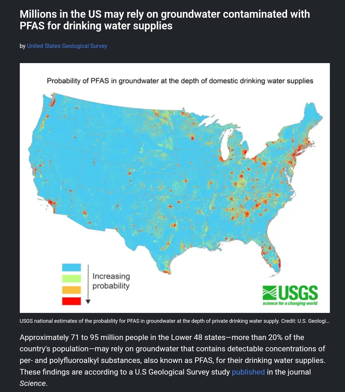 Millions in the US may be drinking contaminated groundwater with PFAS.
