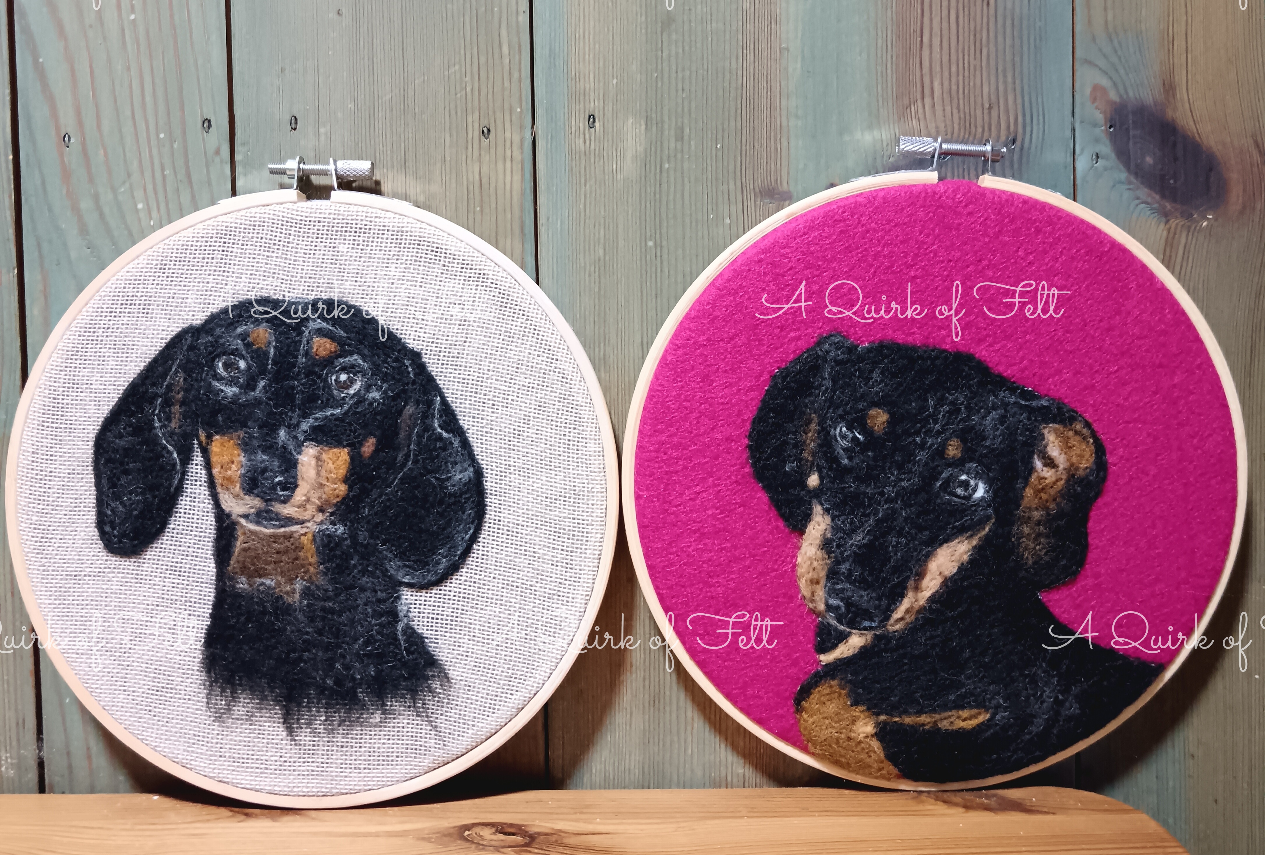 Needle-Felted Portrait of a Dachshund Pet