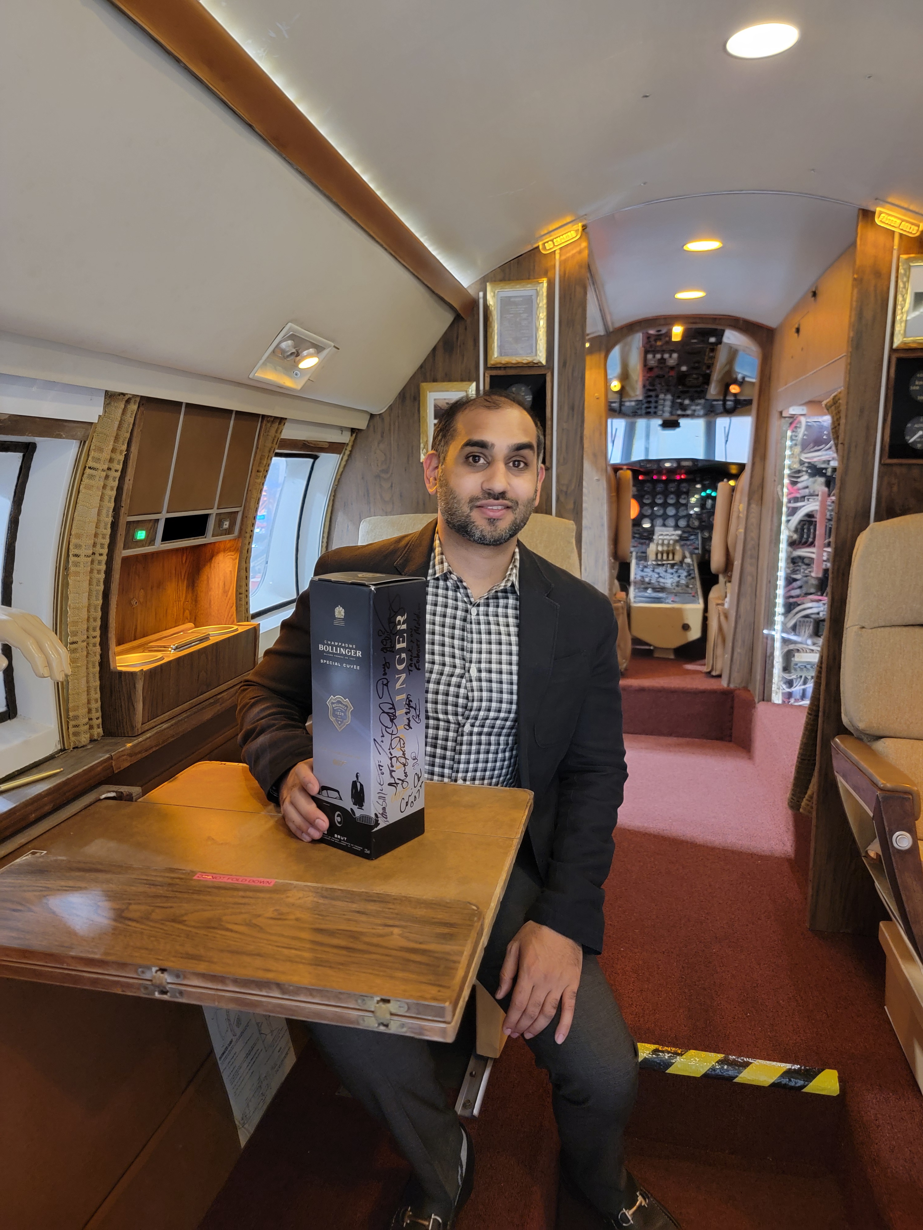 Chilling in style aboard the luxurious Goldfinger private jet.