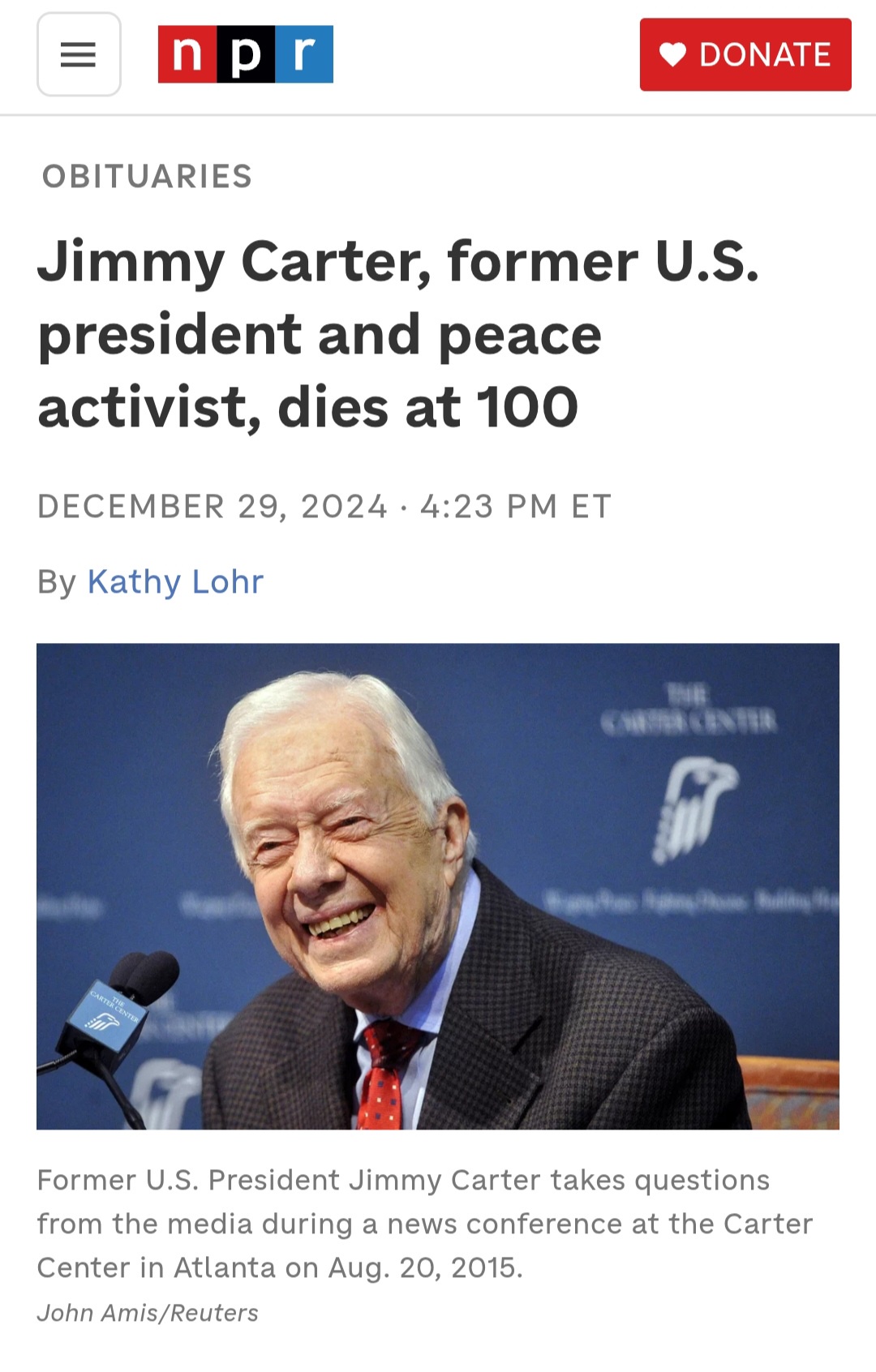 Honoring the Legacy of Jimmy Carter: Rest in Peace