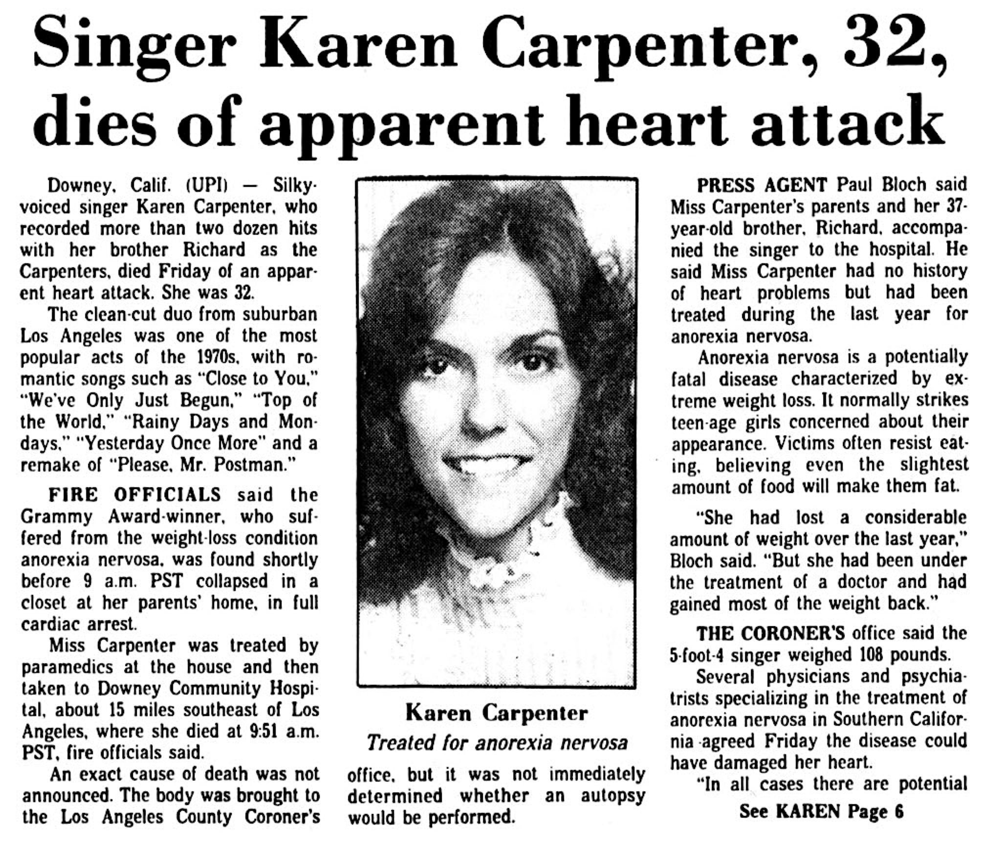 On this day in 1983, we lost Karen Carpenter at just 32 years old.