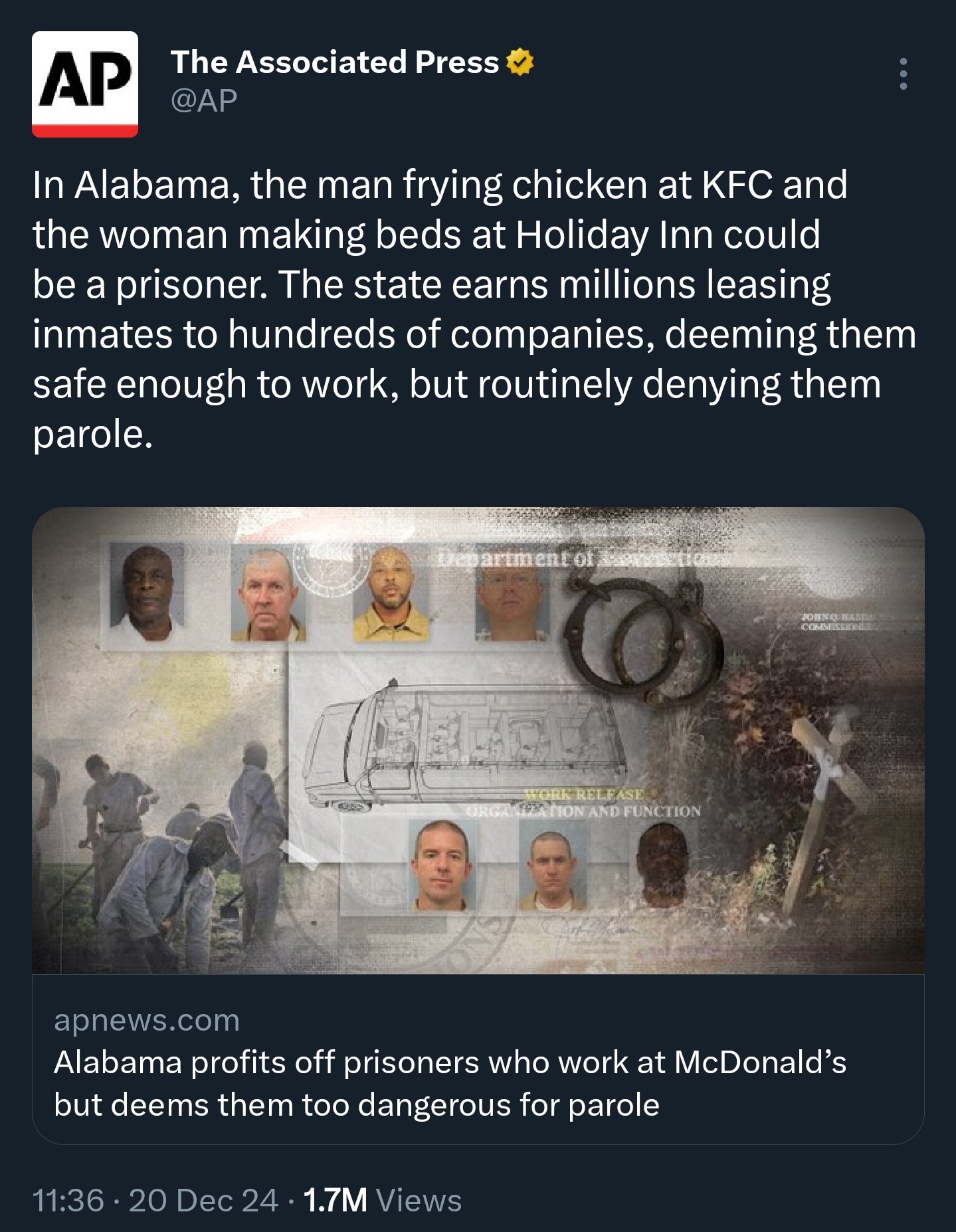 The term 'leasing inmates' shows how slavery has evolved its language.