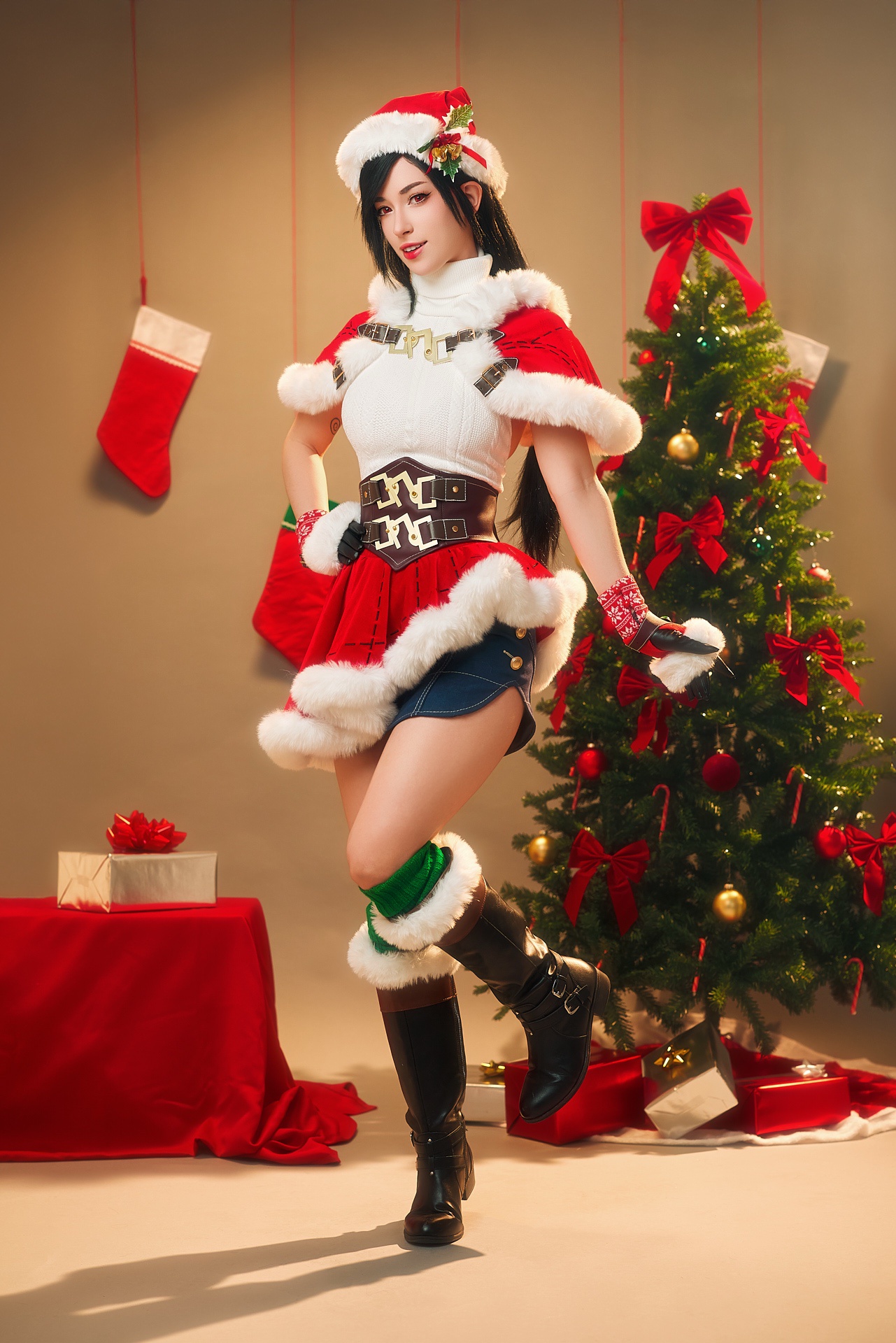 Check out my stunning Christmas Tifa Lockhart cosplay as the 'Fairy of the Holy Flame'!