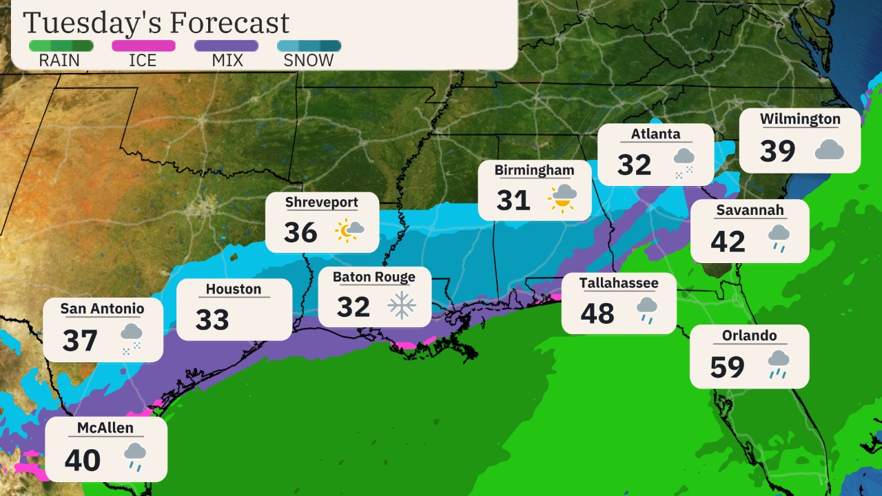 Brace Yourself for a Winter Storm on the Gulf Coast This Tuesday