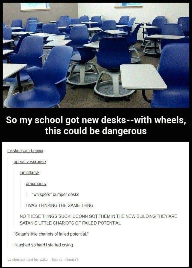 Innovative school desks equipped with wheels