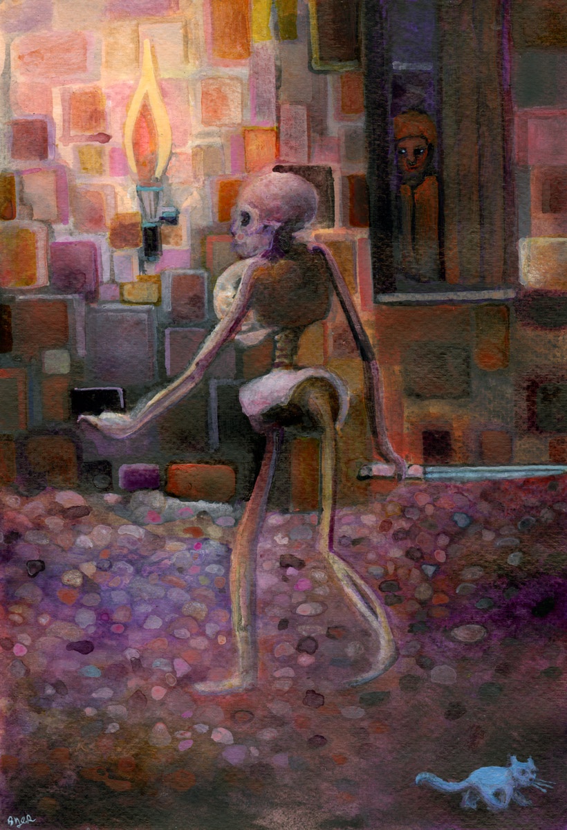 A Skeleton's Presence in the Courtyard