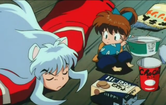 Shippo generously shares his soup with Inuyasha - a true act of friendship!
