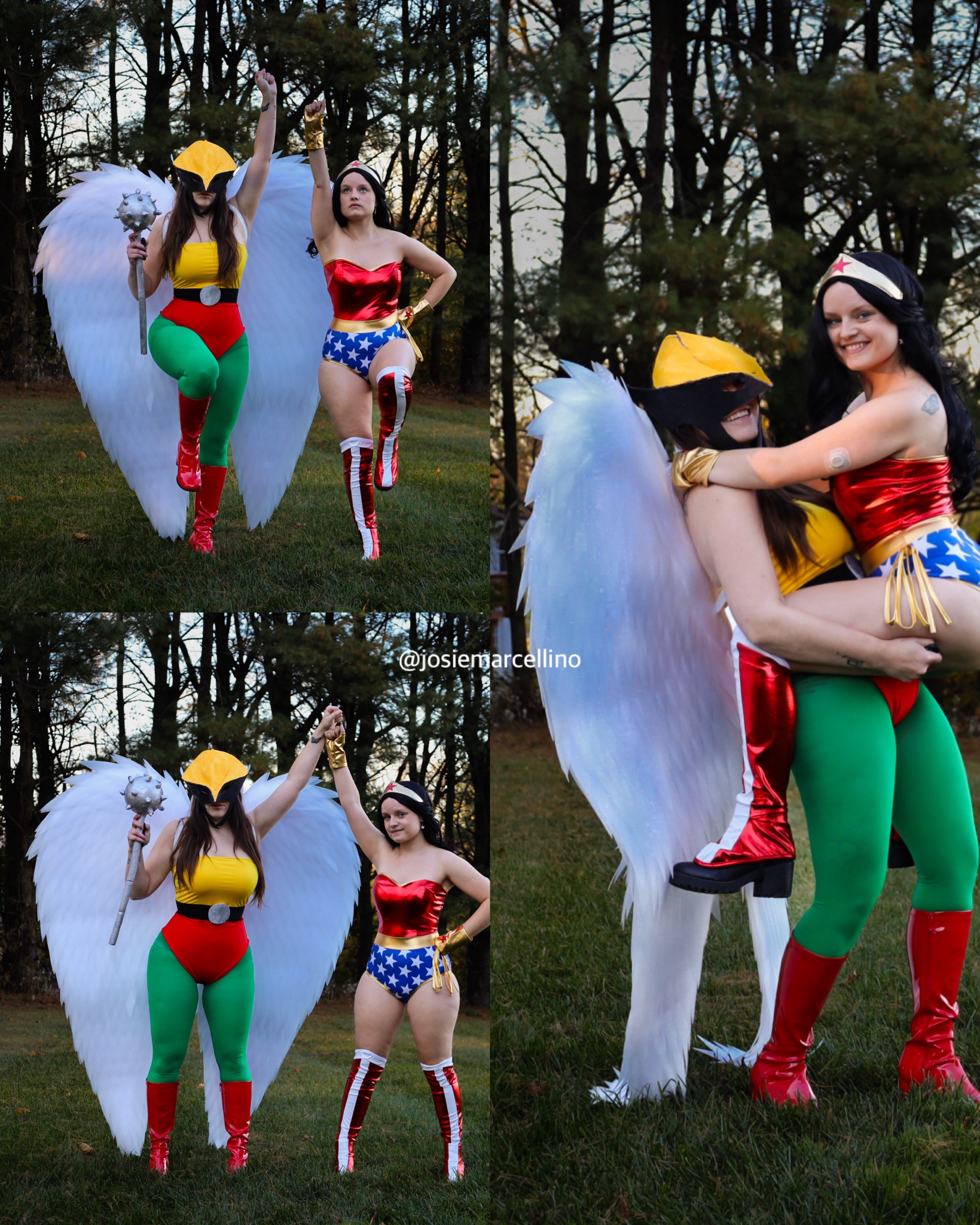 Wishing a spooky Happy Halloween to Hawk Girl and Wonder Woman from The Justice League!