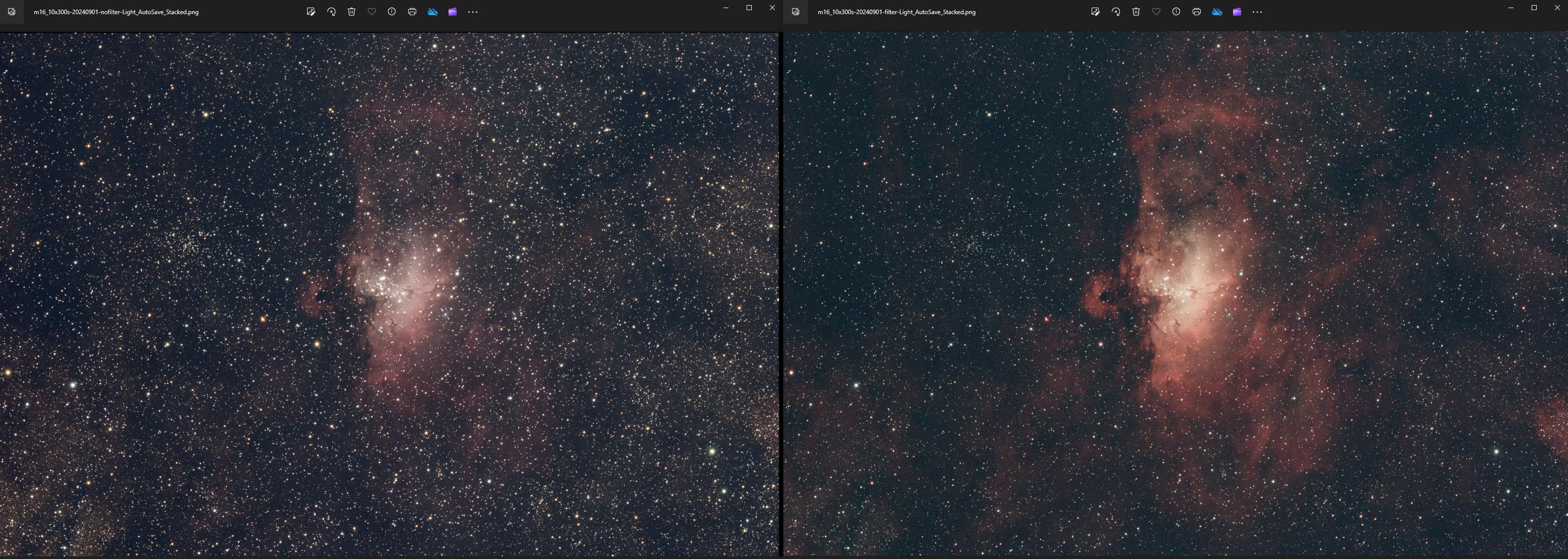 Comparing M16 Optolong L-eNhance Filters in Bortle 2/3 Skies