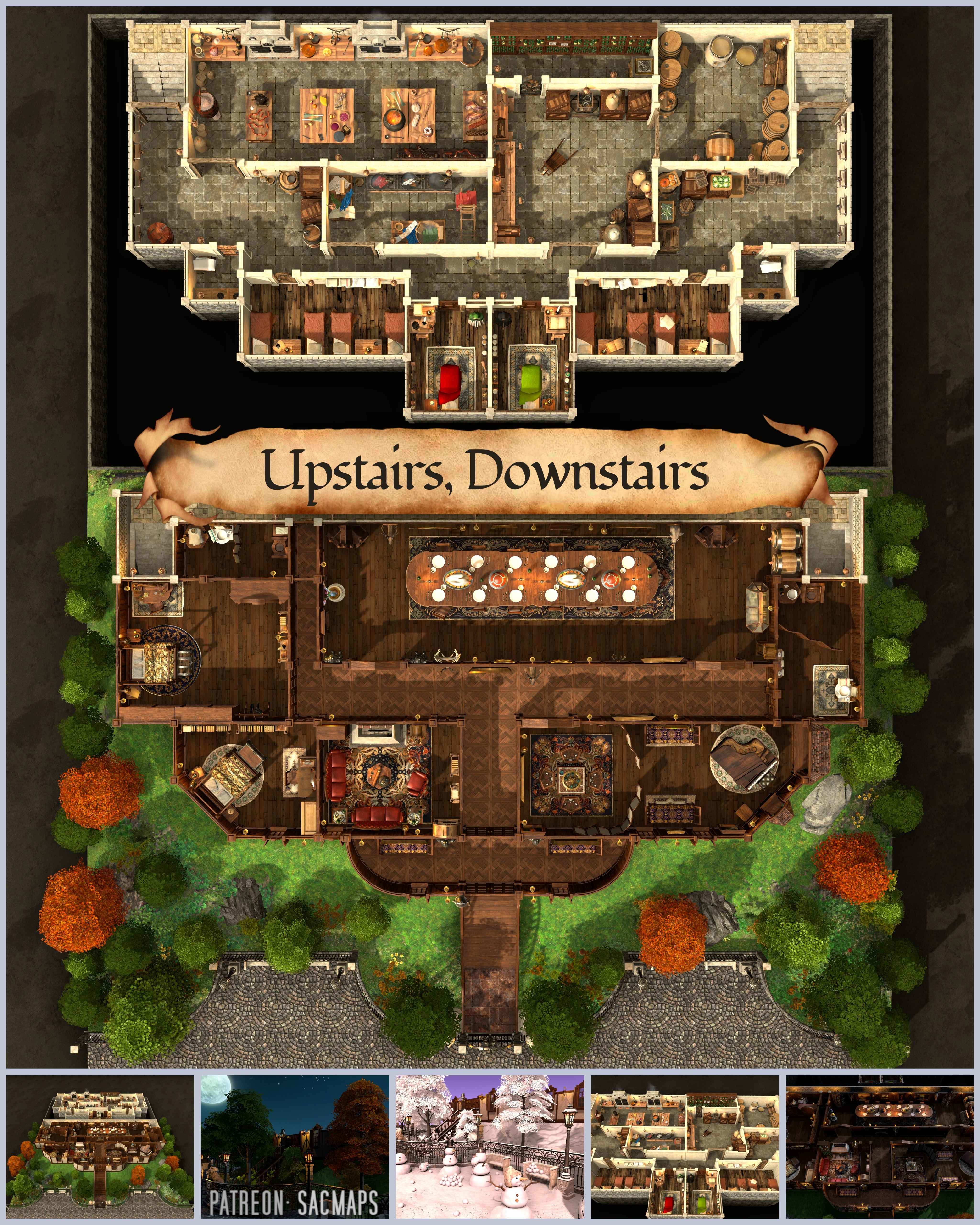 Free DnD/TTRPG Maps for Your Upstairs, Downstairs Adventures