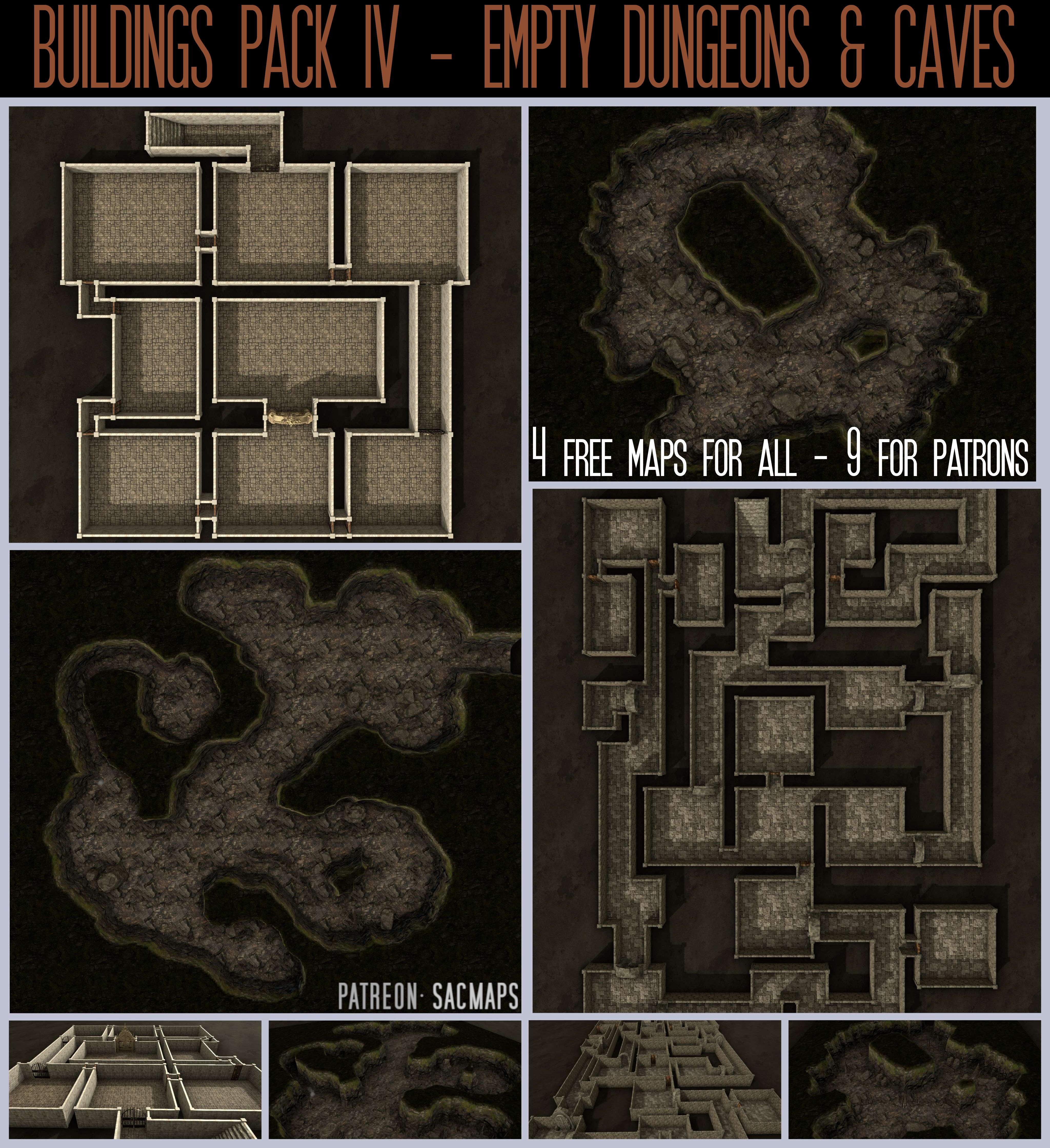Explore the Depths: Buildings Pack IV with Free DnD Dungeon Maps and Battlemaps!