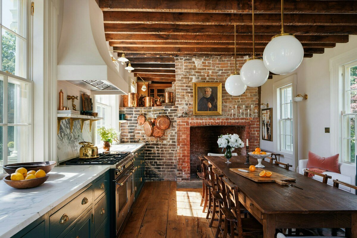 Charming Rustic Kitchen in a Historic 19th-Century Mansion