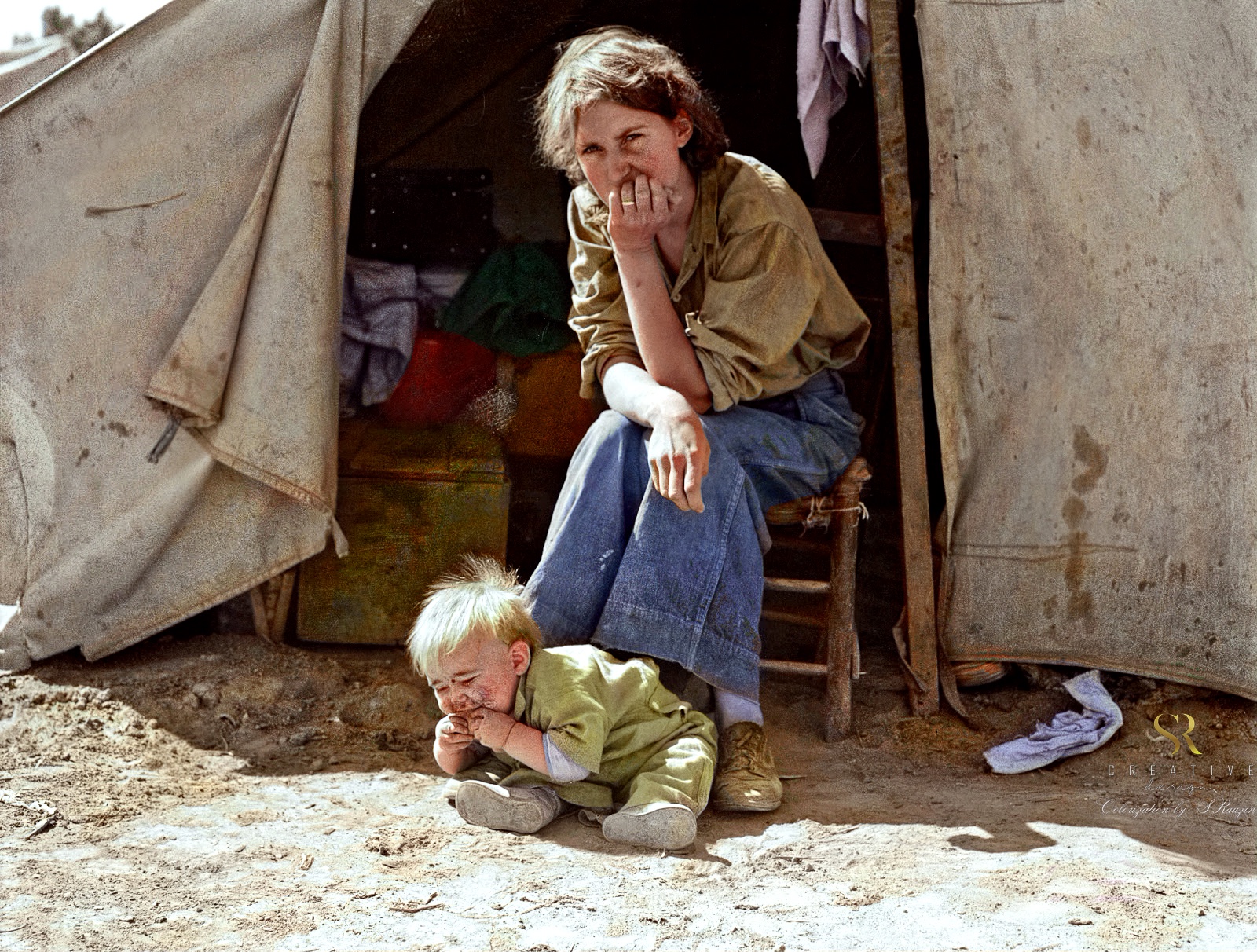 The Iconic 'Migrant Mother' Photograph from March 1936, Enhanced by Sergey V. Rauzin in 2022