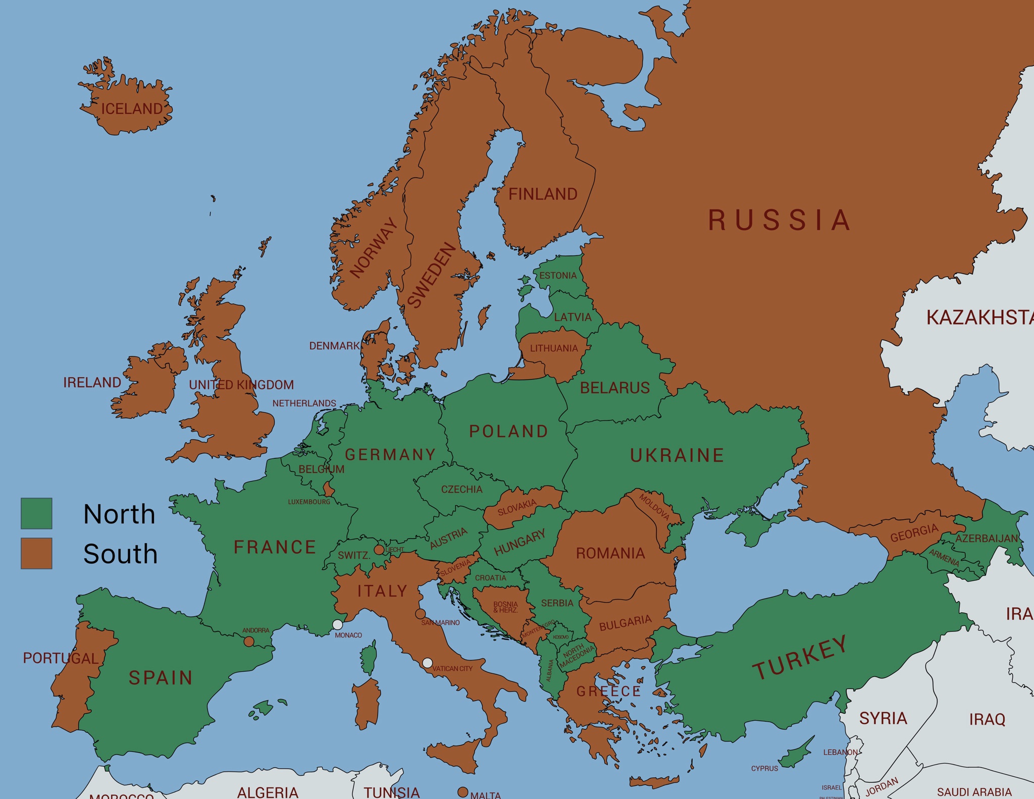 Determining the Northern or Southern Position of European Capitals