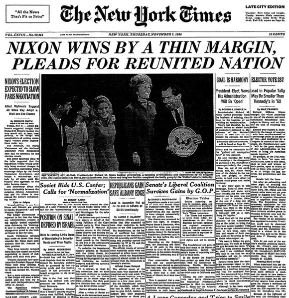 Flashback to November 5, 1968: Nixon's Historic Win