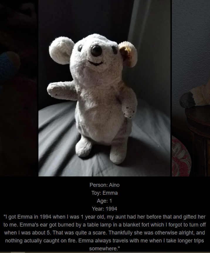 Day 756 - Join me in celebrating our cherished childhood toys at www.saidtheskinhorse.com! Meet Emma, our latest addition!