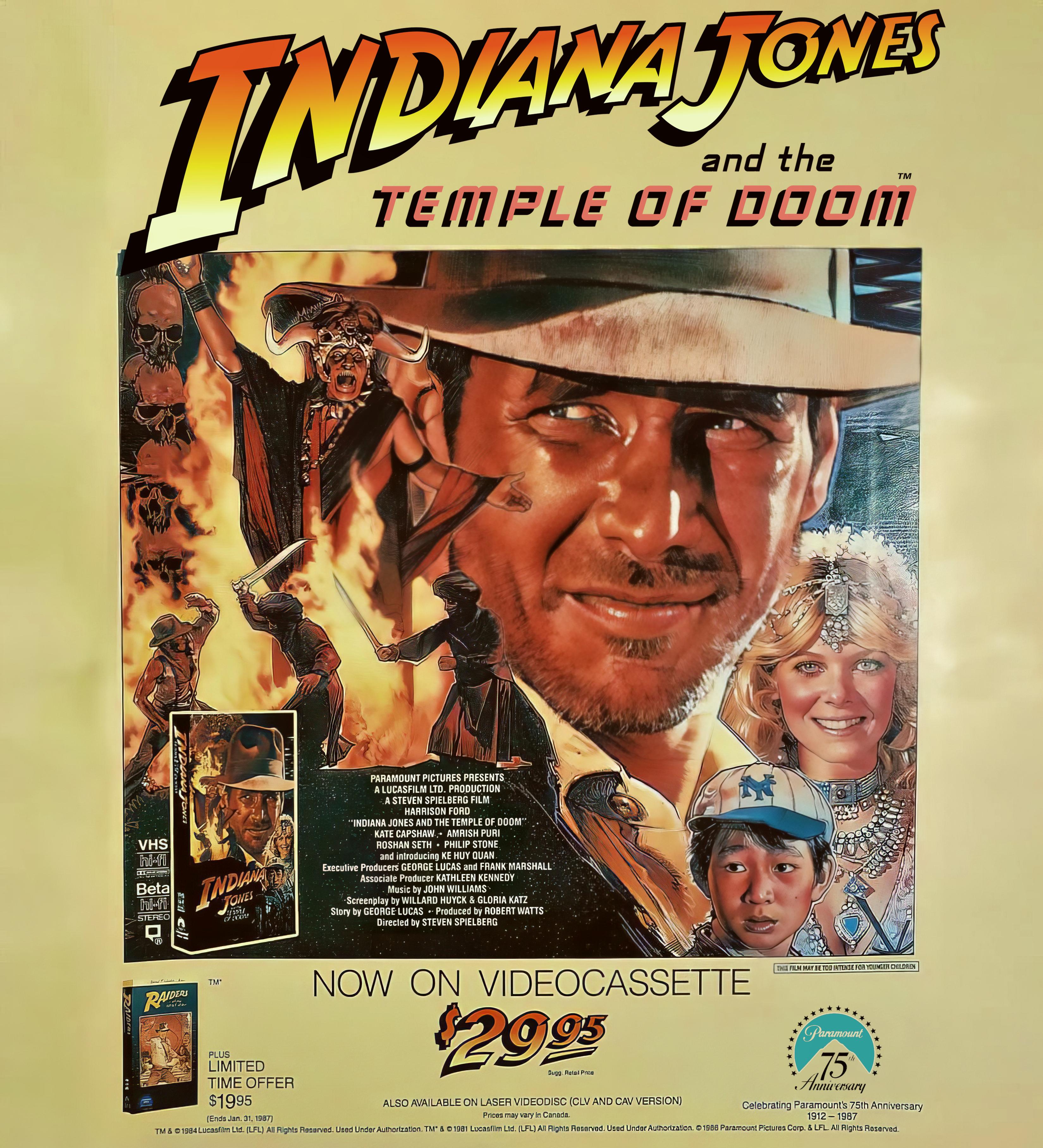 Blast from the Past: Indiana Jones and the Temple of Doom Home Video Advertisement (1984)