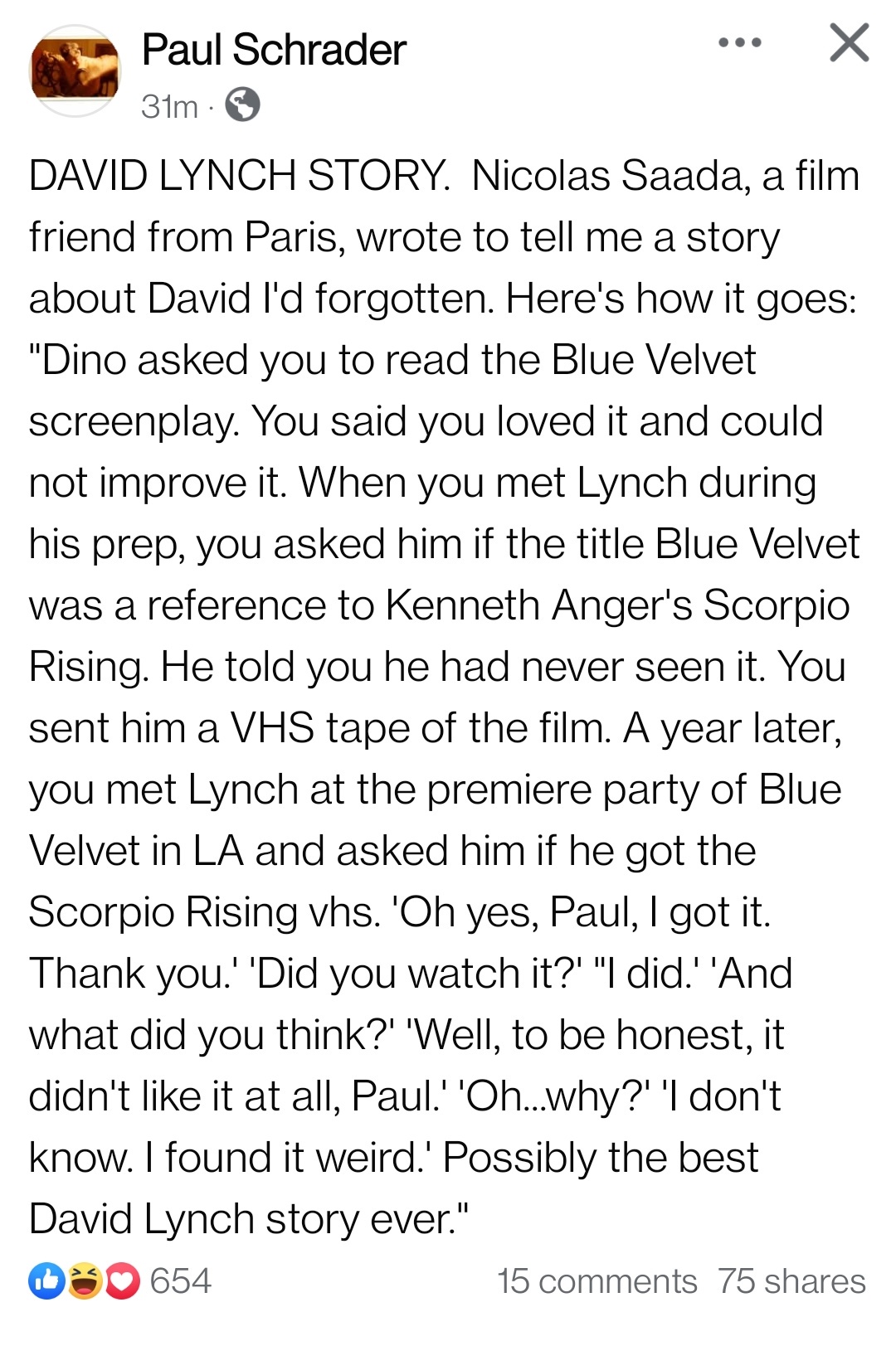 A Hilarious Tale from the Mind of David Lynch