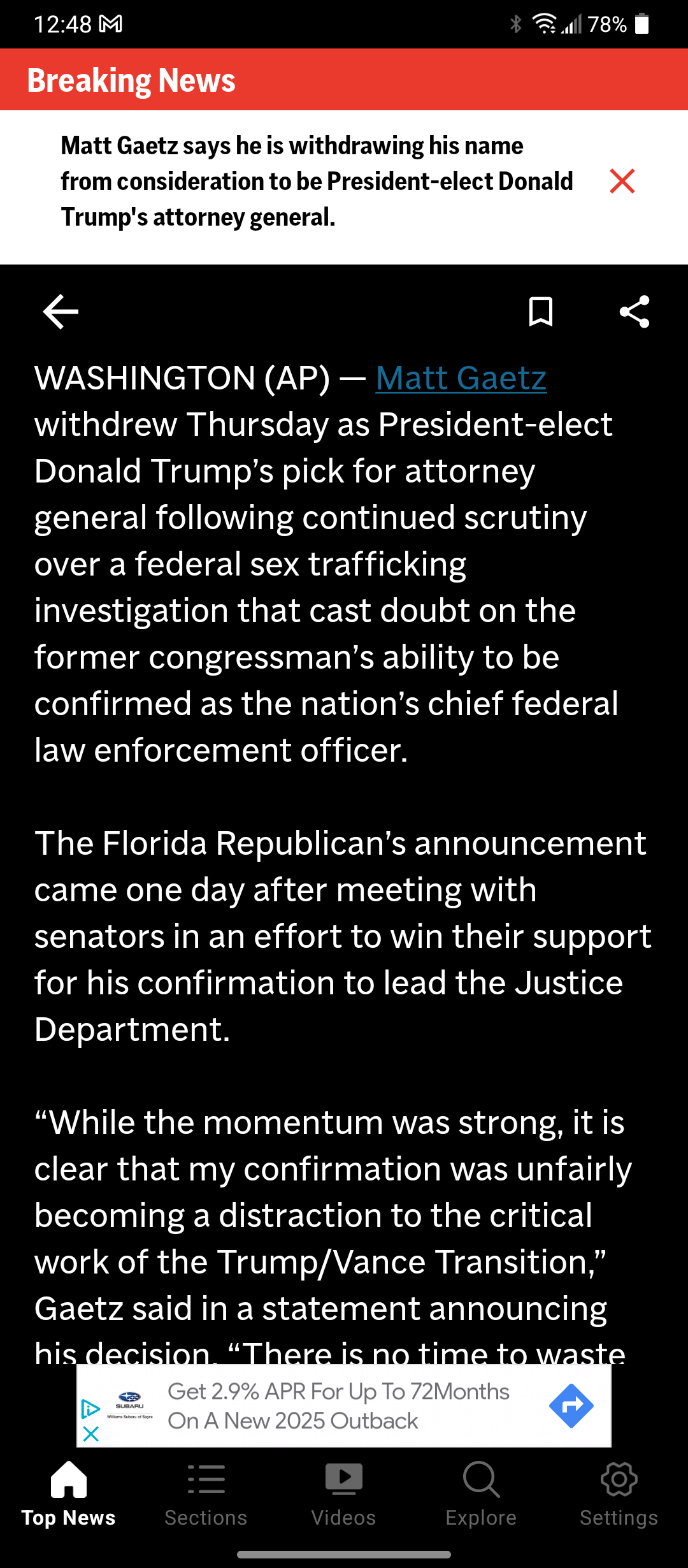 Pedo Gaetz Steps Back from the Spotlight