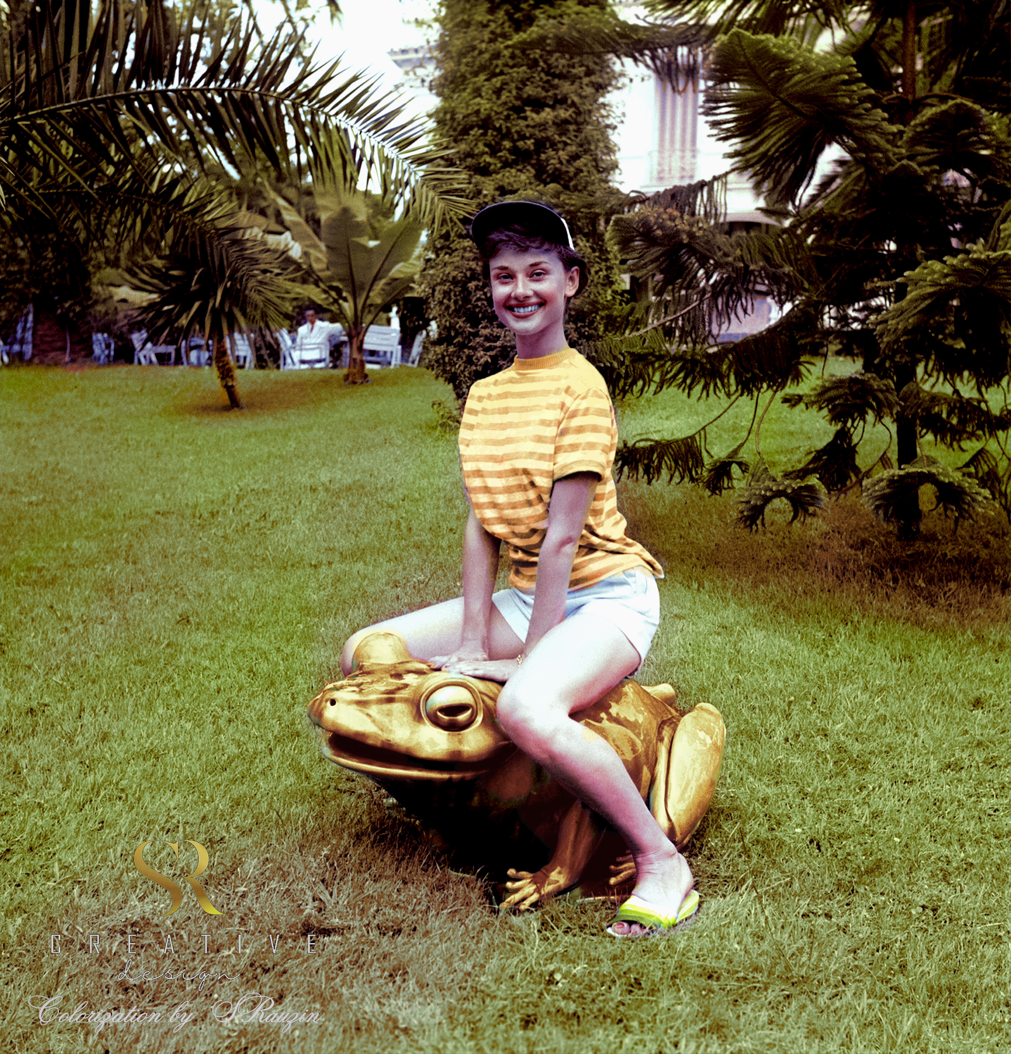 Audrey Hepburn in Monaco for 'Monte Carlo Baby' in 1951, Colorized by Sergey V. Rauzin, 2024