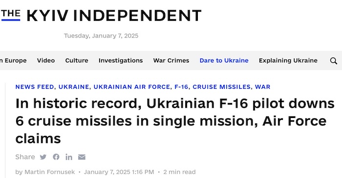 Historic Moment: Ukrainian F-16 Pilot Takes Down 6 Cruise Missiles in One Epic Mission
