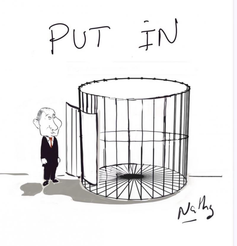 A playful caricature of Putin.
