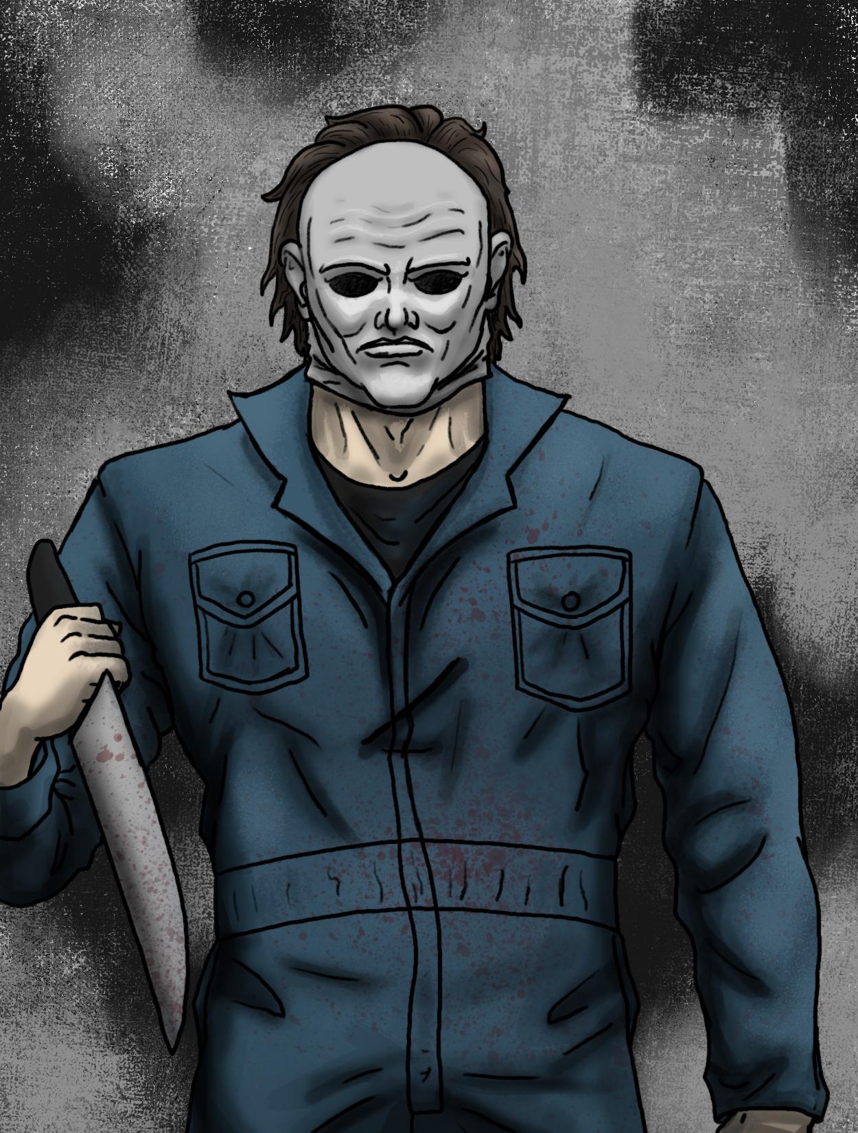 A creative take on Michael Myers – a drawing that captures his essence.