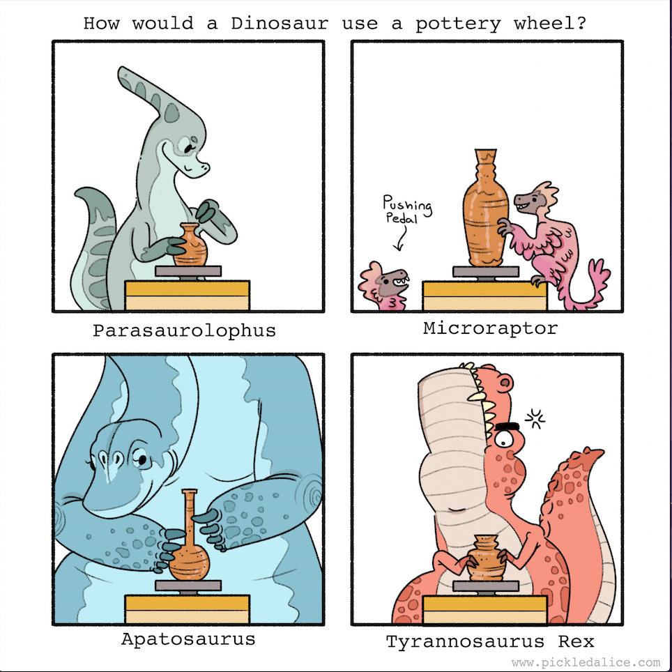 Imagining a Dinosaur at the Pottery Wheel