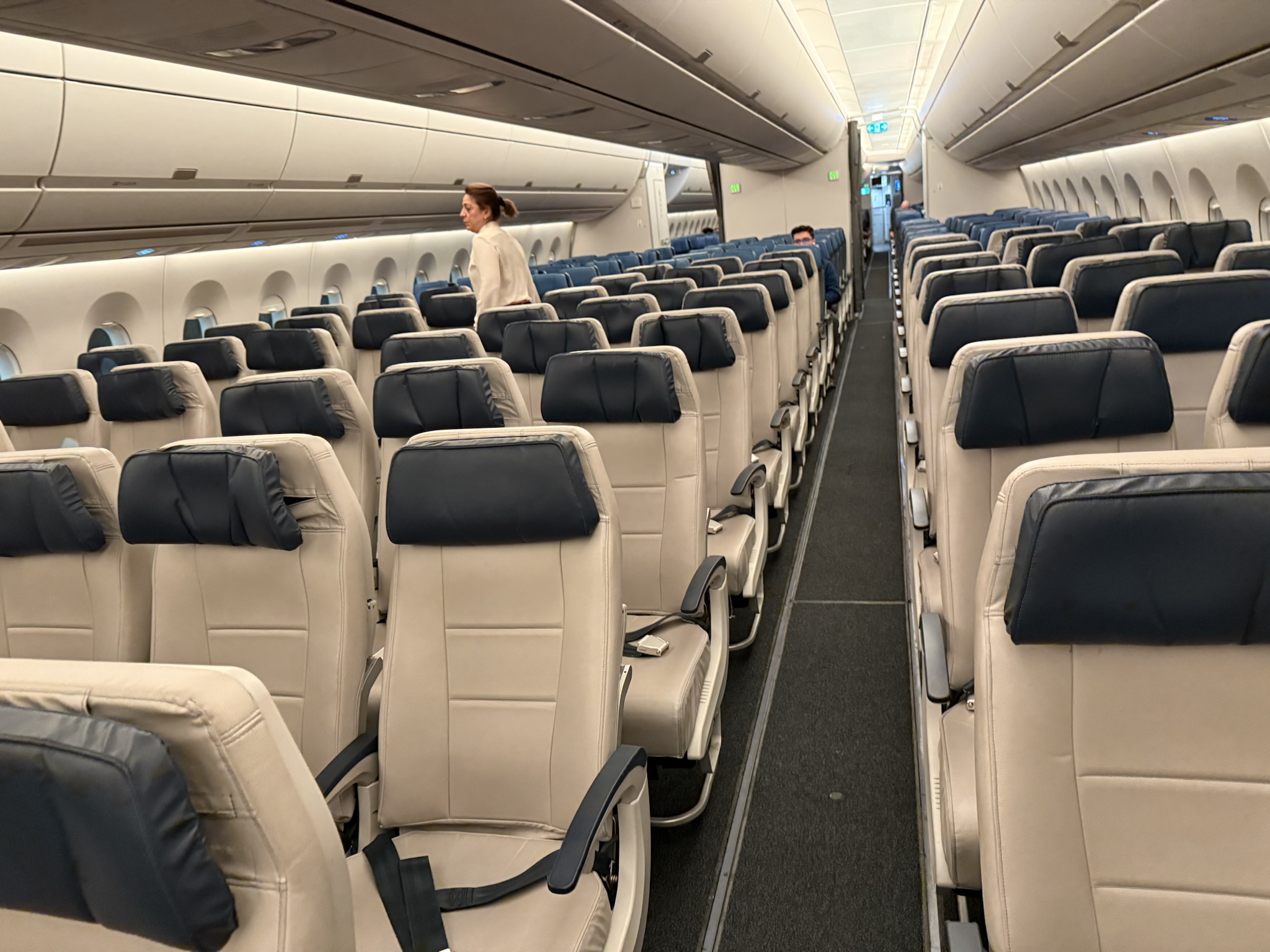 A nearly empty flight with only 22 passengers on board