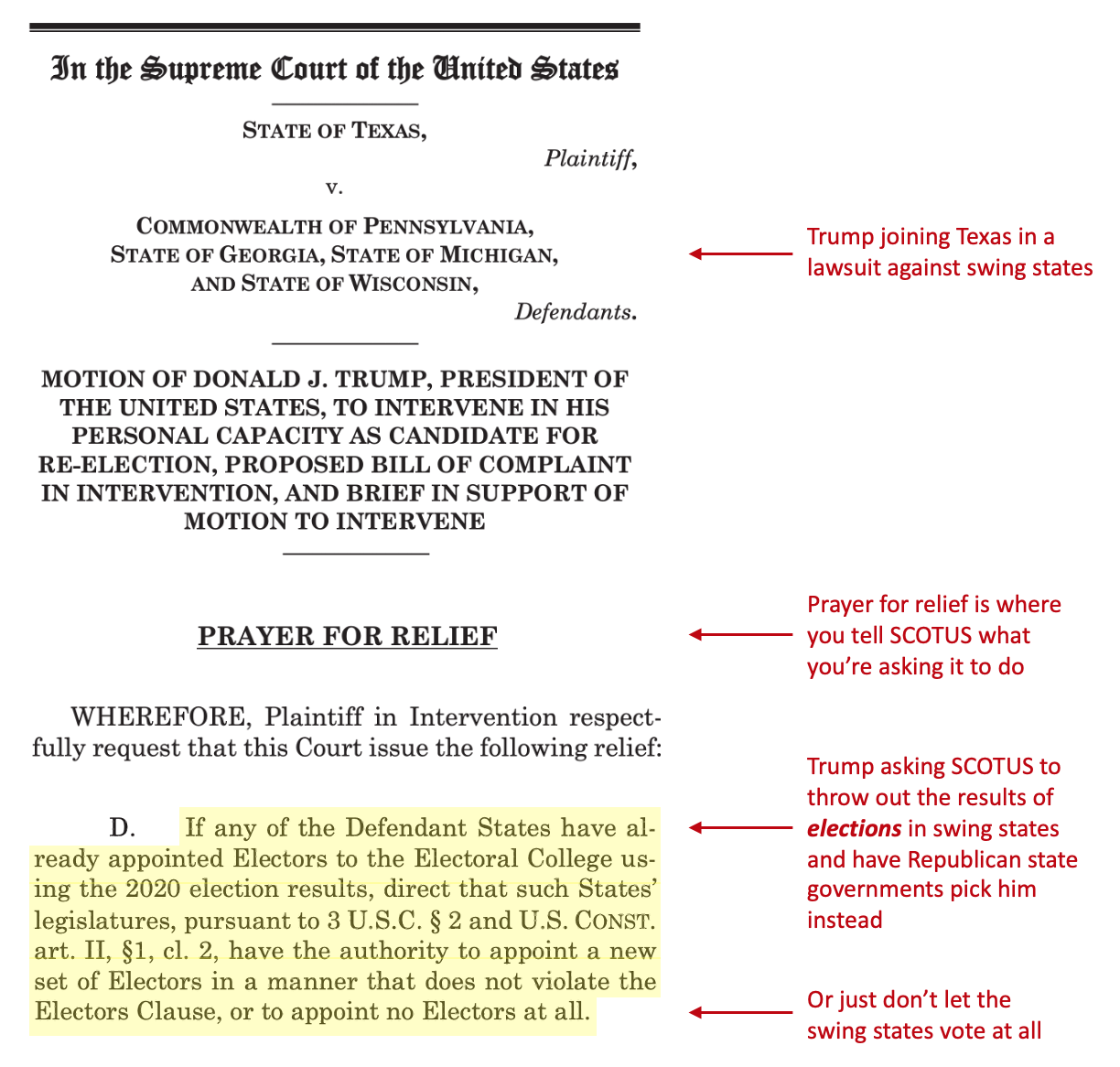 Trump's shocking request to SCOTUS: Discard the 2020 election results and let Republican-led states choose him as president!