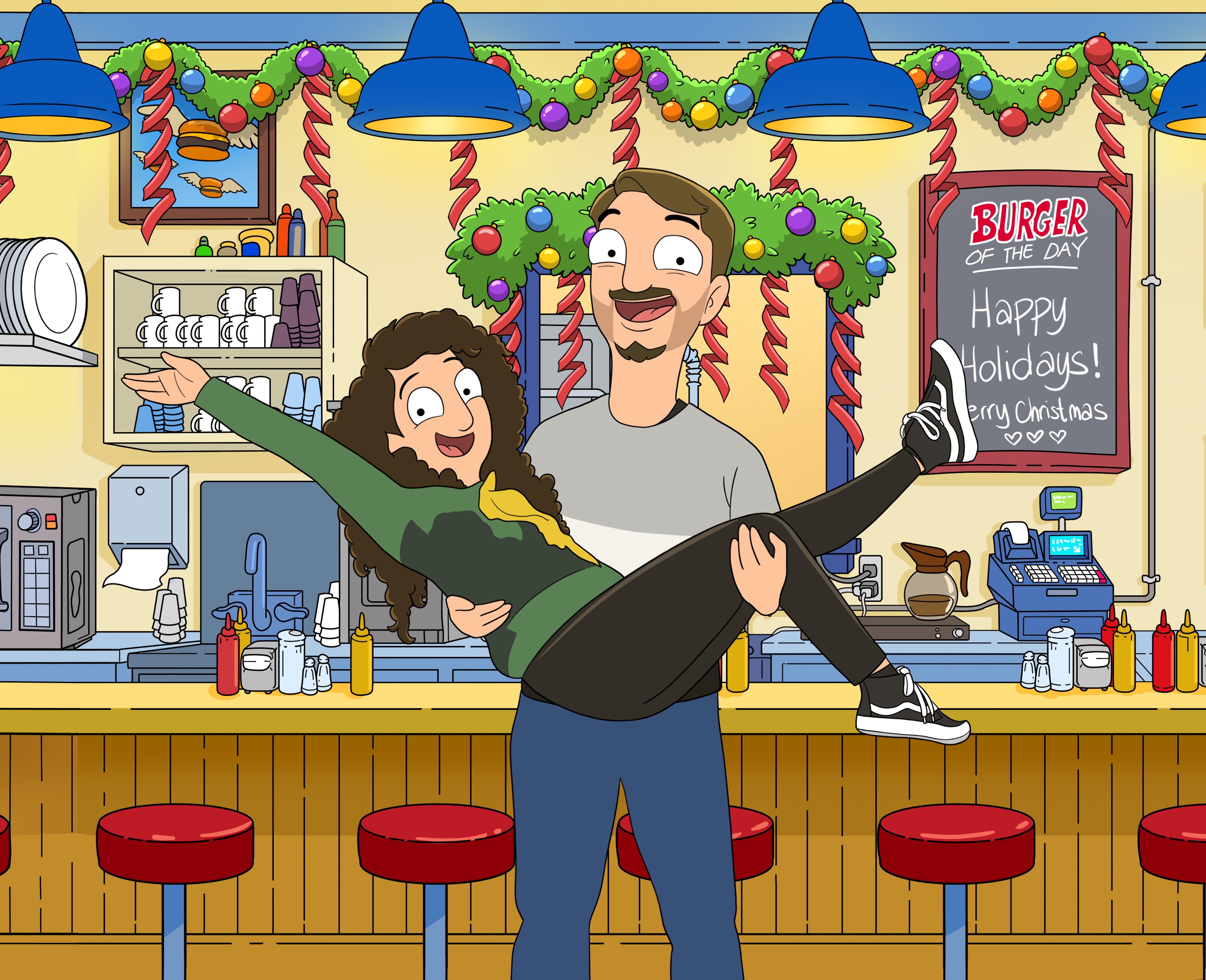 Check Out This Portrait I Created for a Wonderful Couple Celebrating Their Holiday at Bob's Restaurant!