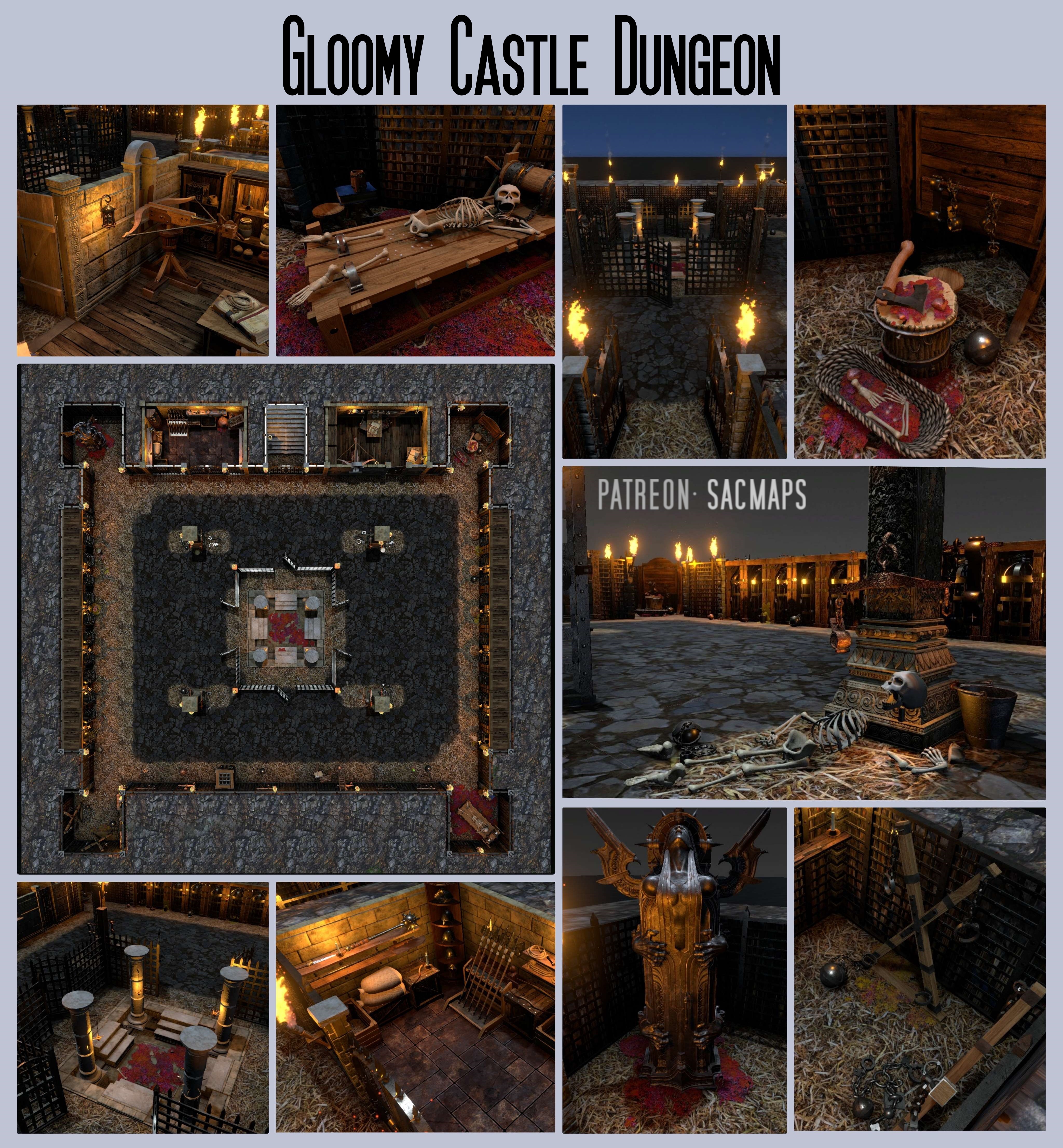 Explore the Gloomy Castle Dungeon with These Free DnD/TTRPG Maps