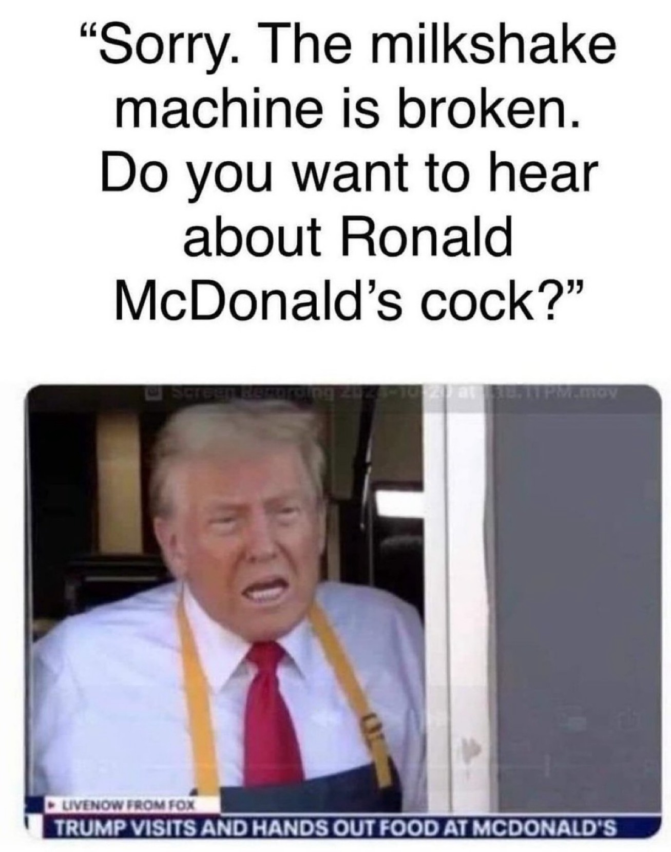 It's hilarious how they closed a McDonald's just so Trump could mess with the fryer!