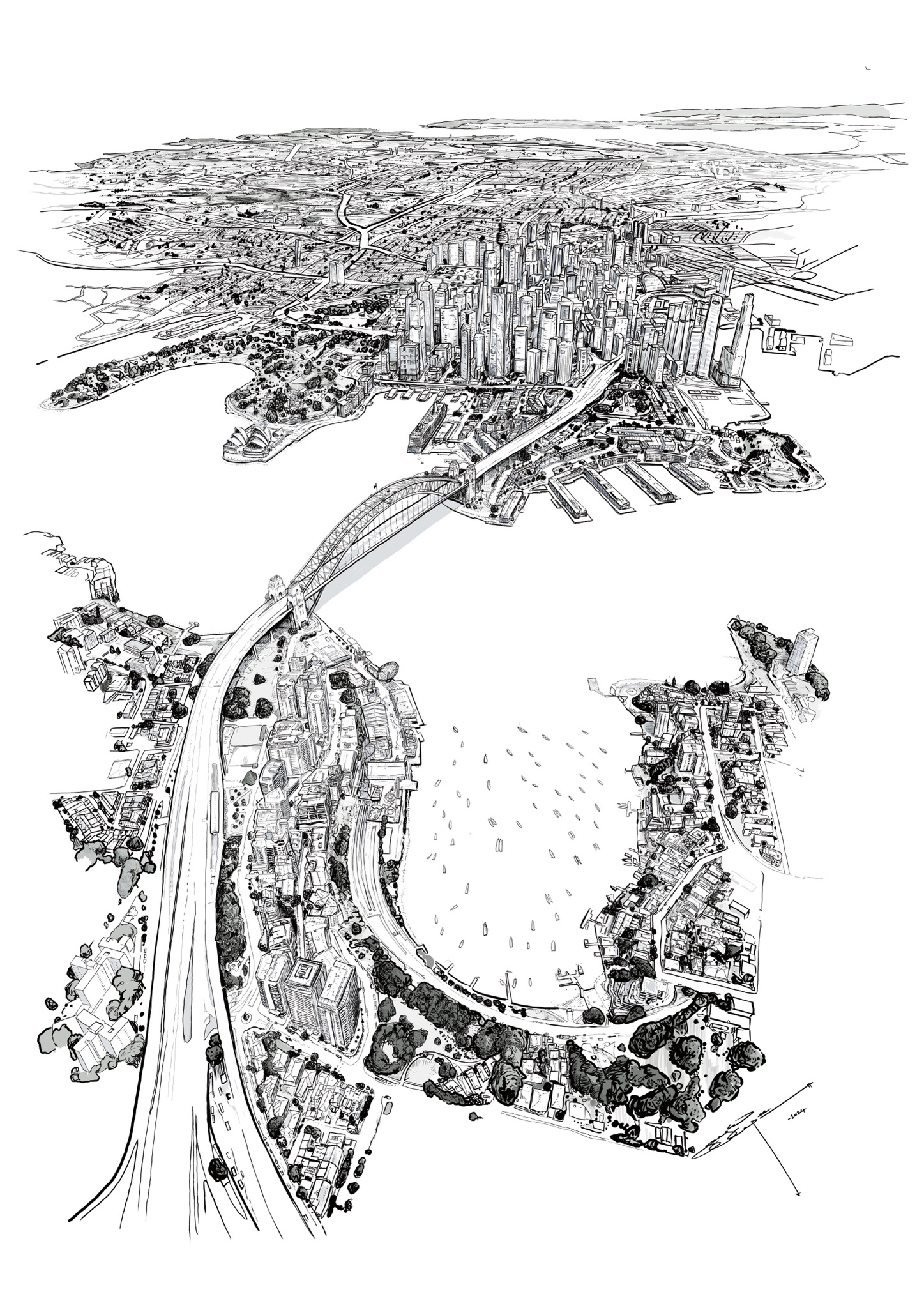 A Detailed Artistic Representation of Sydney in 2024