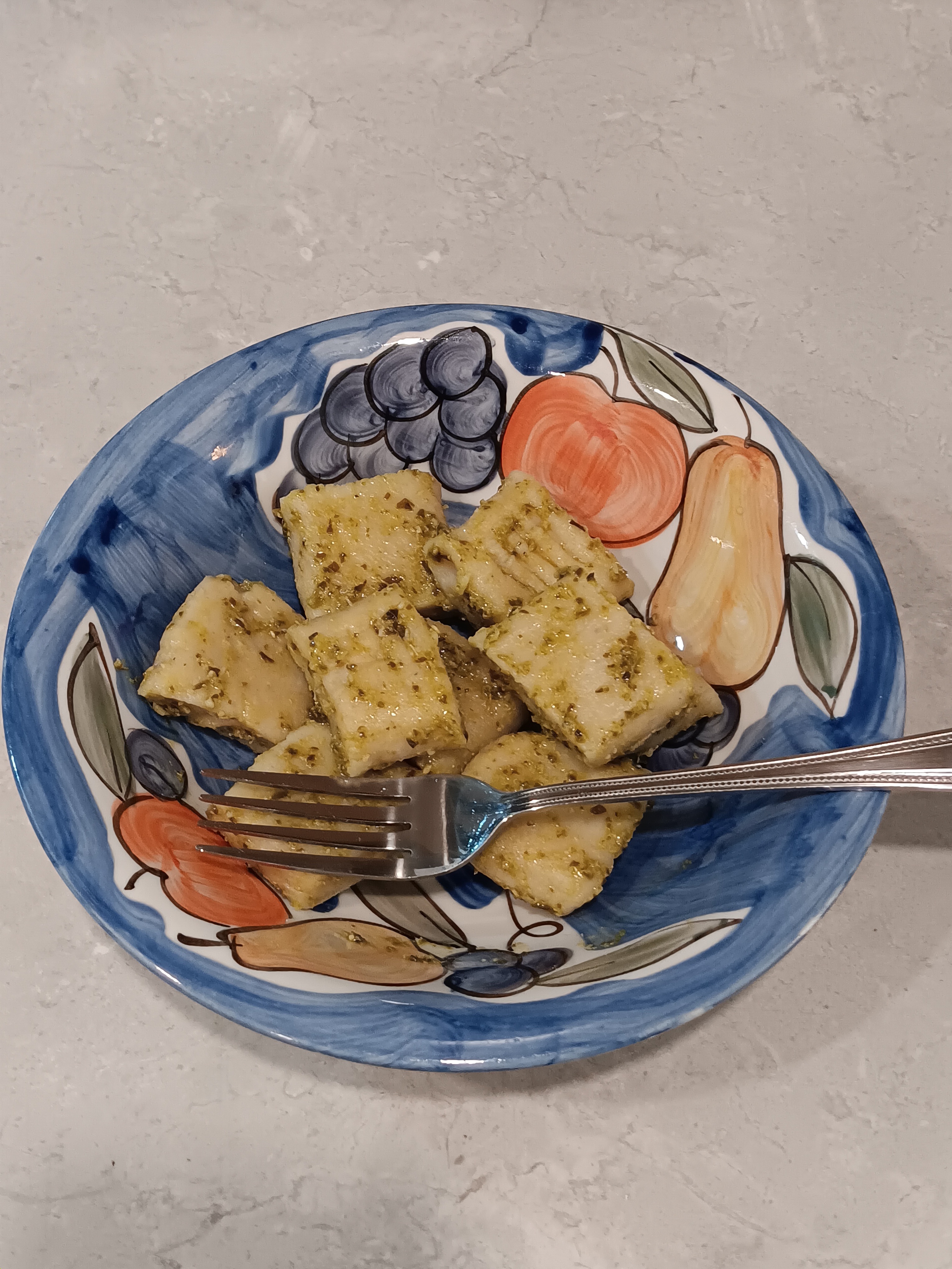 Delicious Homemade Gnocchi with Pesto and Romano Cheese!