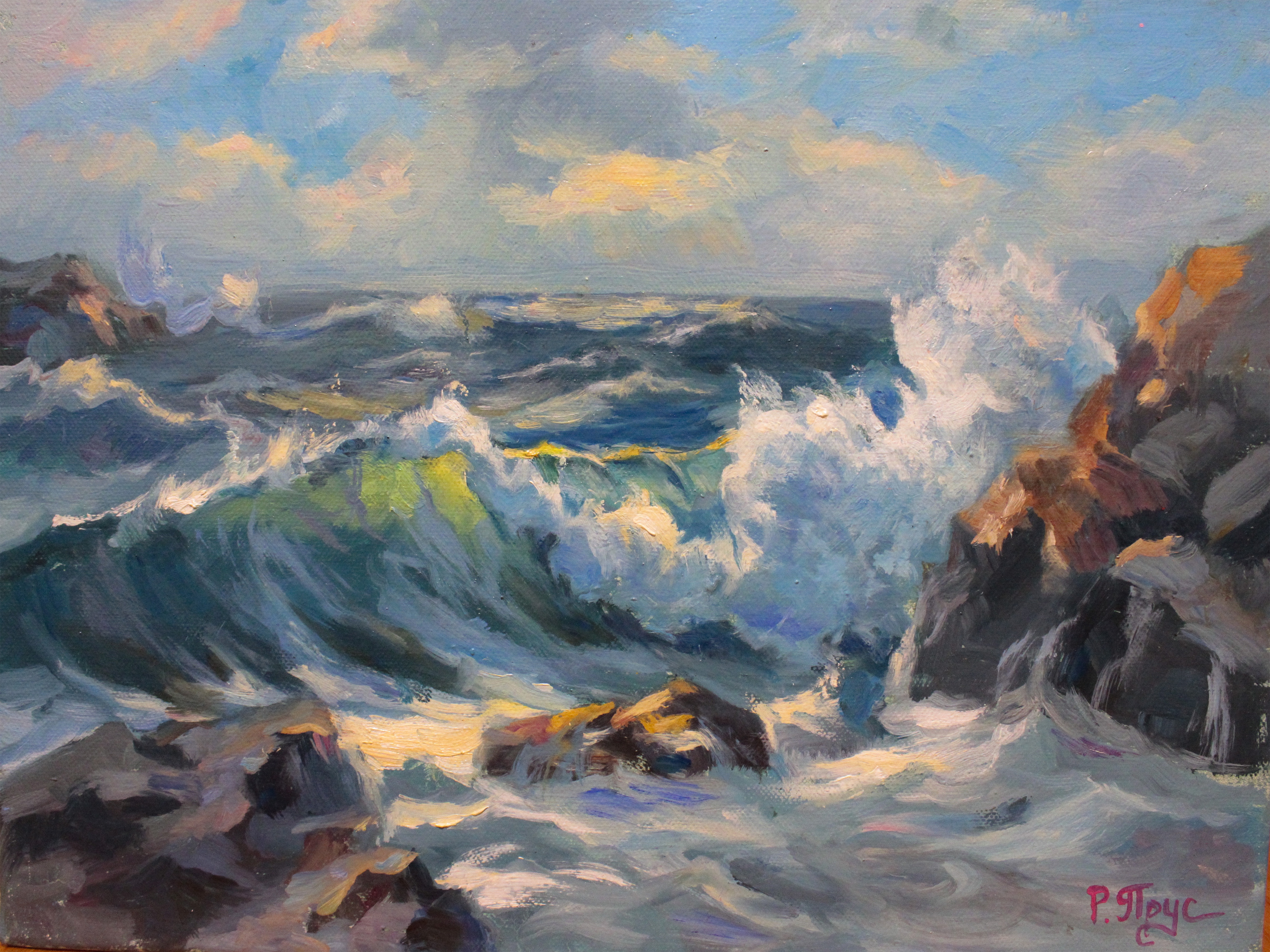 A chaotic splash of water: my oil painting masterpiece on canvas